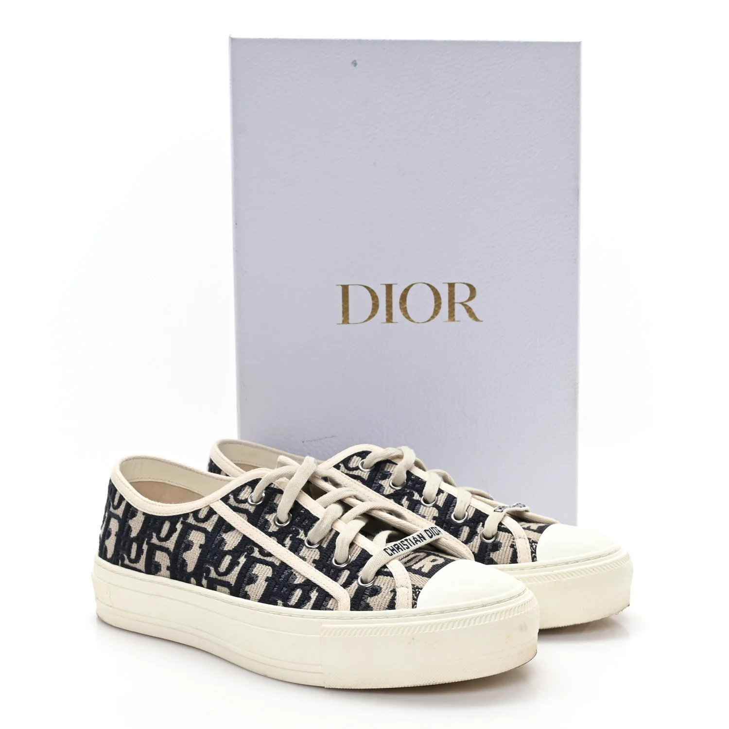 Canvas Oblique Walk'N'Dior Low Top Sneakers 38 Deep Blue - Top Club