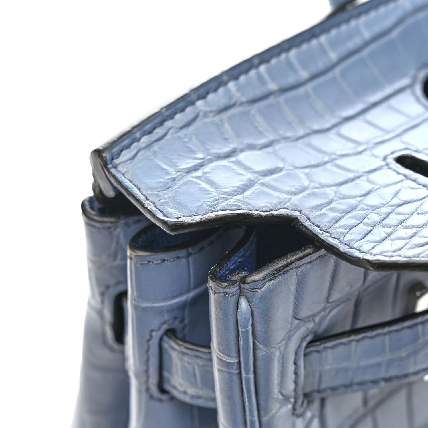 Matte Porosus Crocodile Birkin 30 Bleu Brighton - Top Club