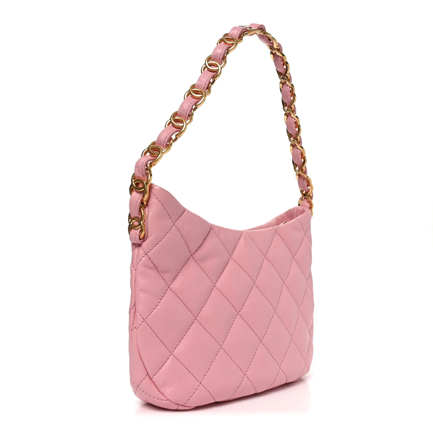 Lambskin Quilted CC Links Hobo Light Pink - Top Club