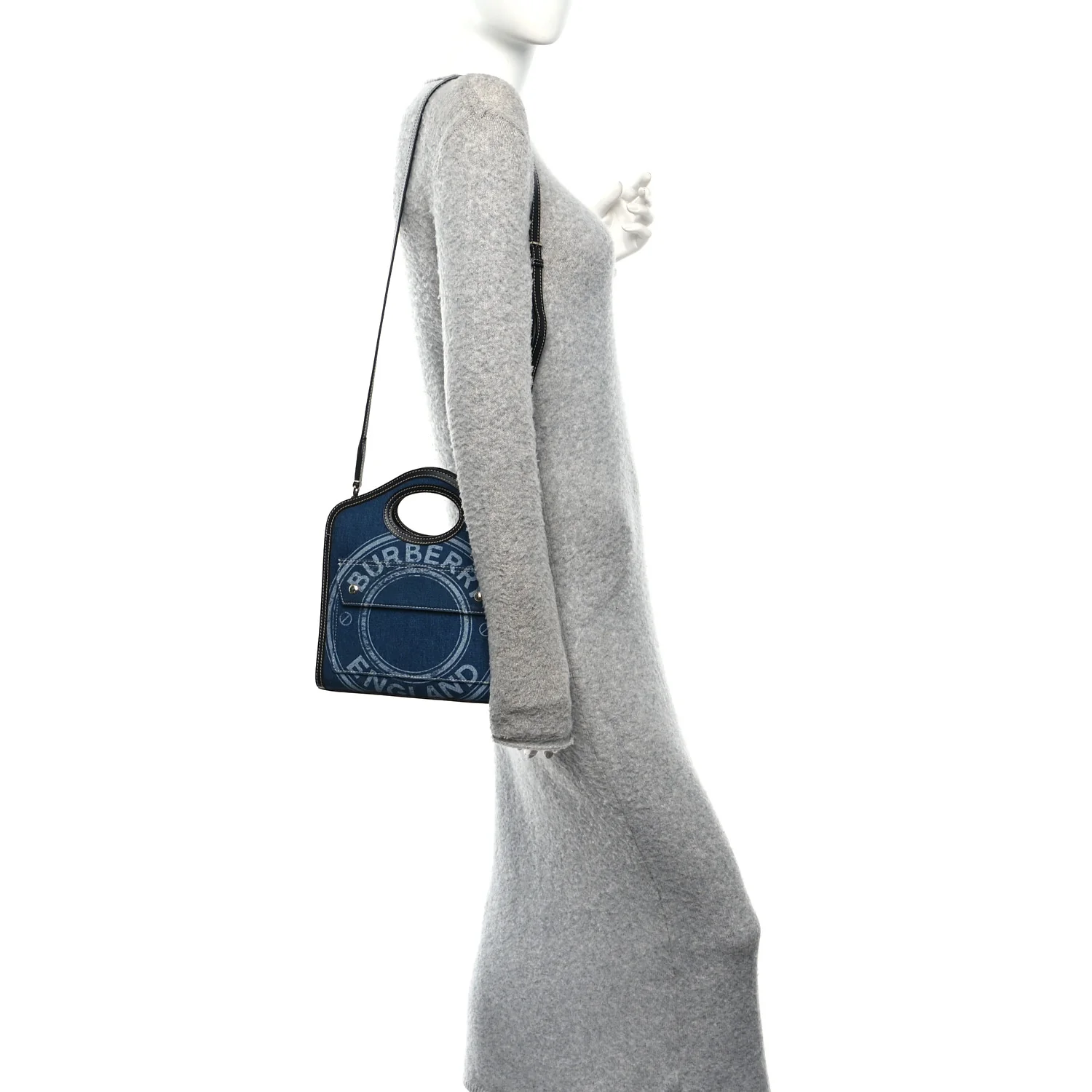 Denim Smooth Calfskin Mini Pocket Bag Blue