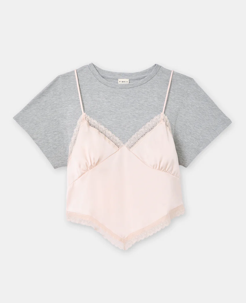 Pimkie T-shirt 2 en 1 avec top dentelle et satin