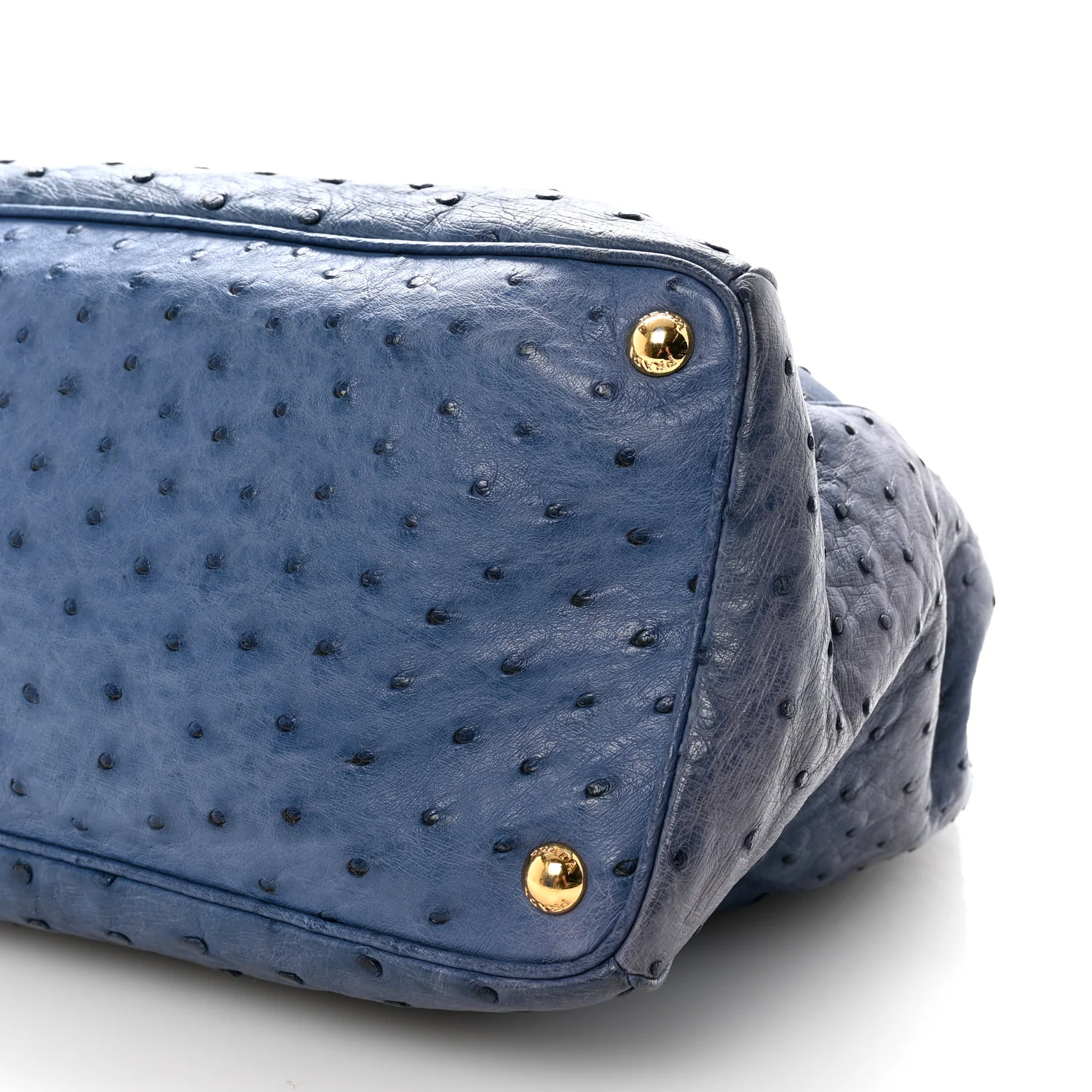Ostrich Medium Galleria Double Zip Tote Cobalto - Top Club