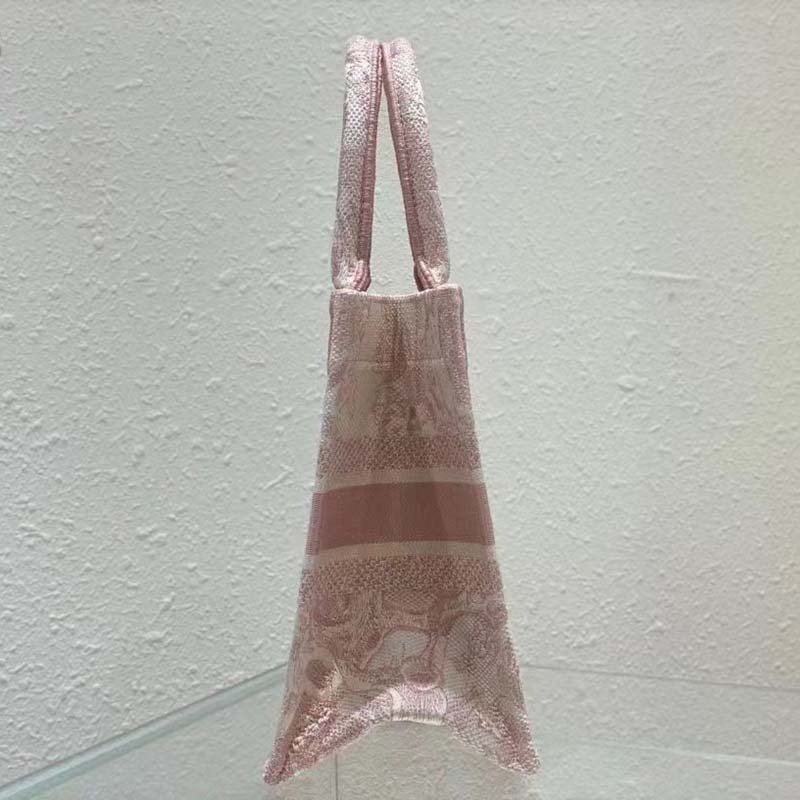 CD Unisex CD Small Book Tote Fluorescent Pink Toile De Jouy Transparent Canvas - Top Club