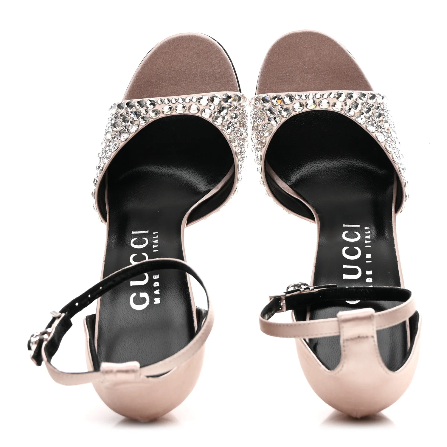Satin Crystal Ankle Strap Sandal Pumps 39.5 Skin Rose