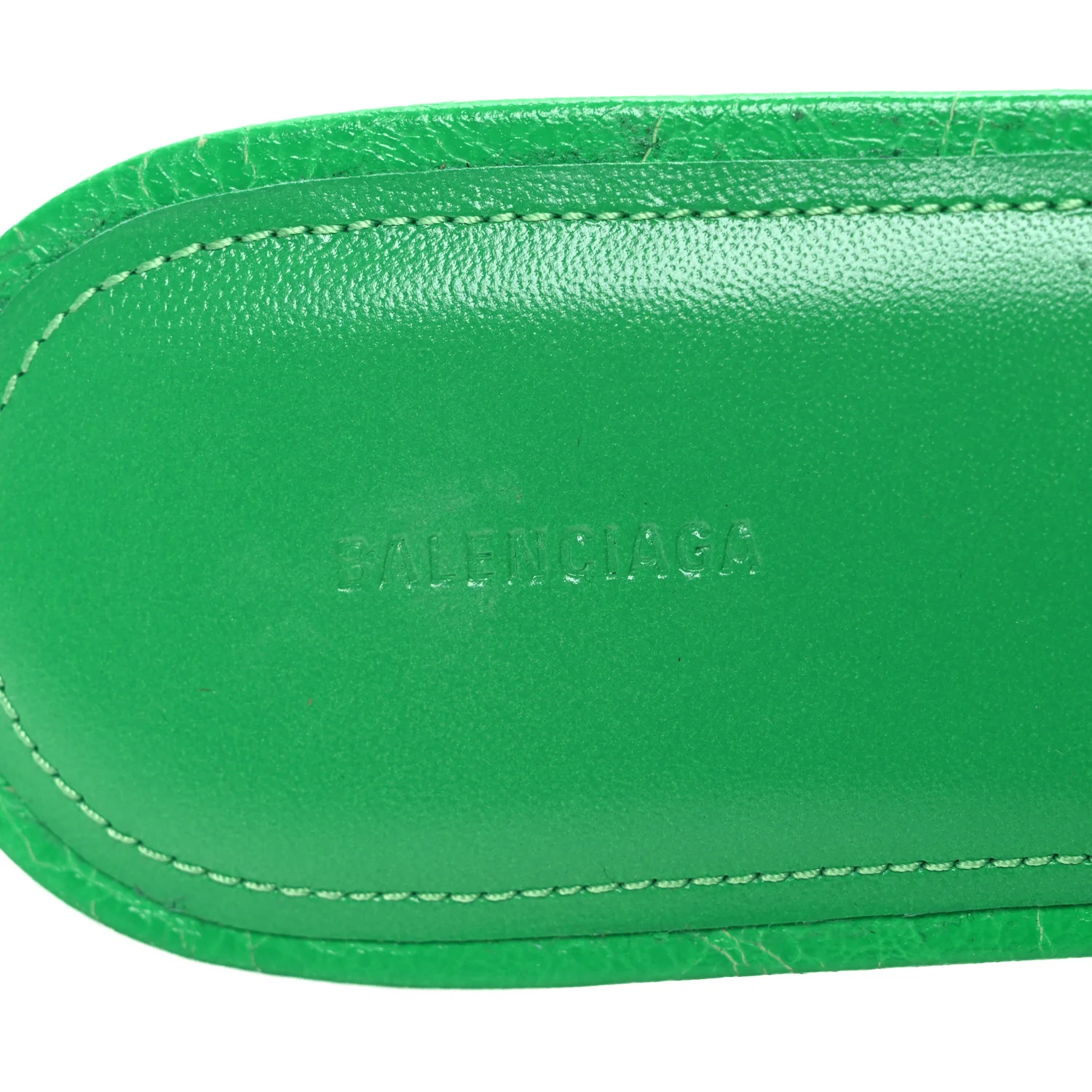 Agneau Arena Cagole Flat Slide Sandals 37 Vivid Green - Top Club