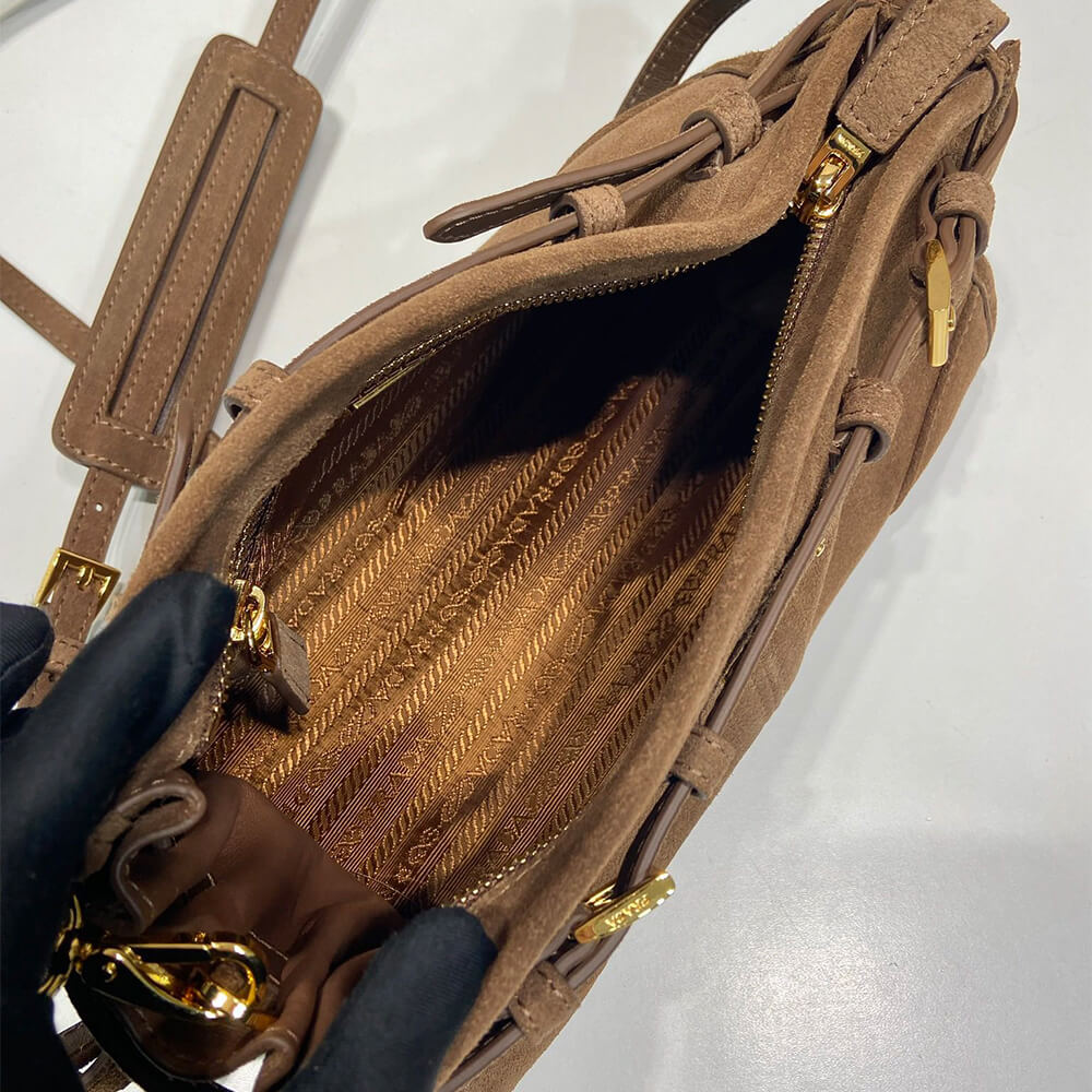 Prada Small Prada Bonnie suede shoulder bag(HIGH-END GRADE) - Top Club