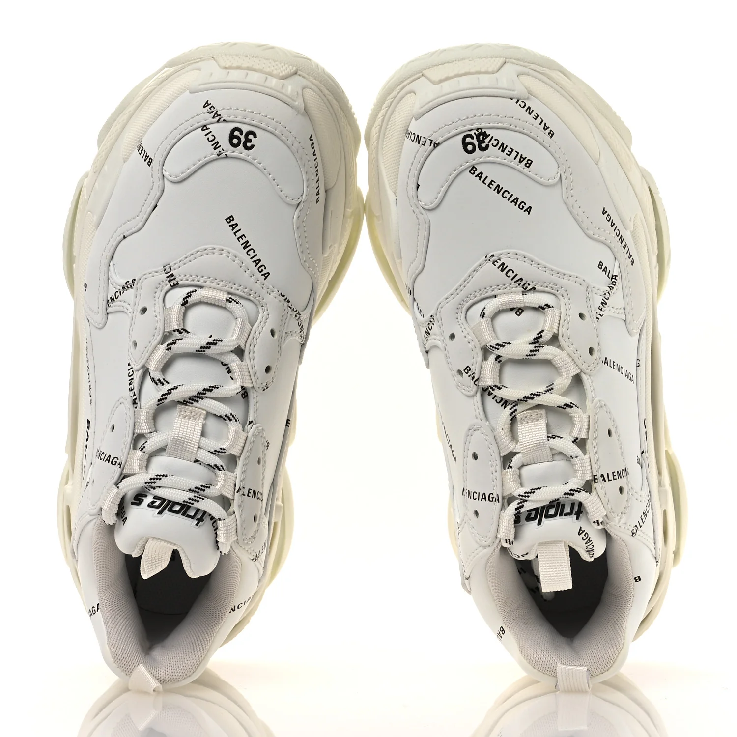 Technical Fabric Allover Logo Womens Triple S Sneakers 39 White Black