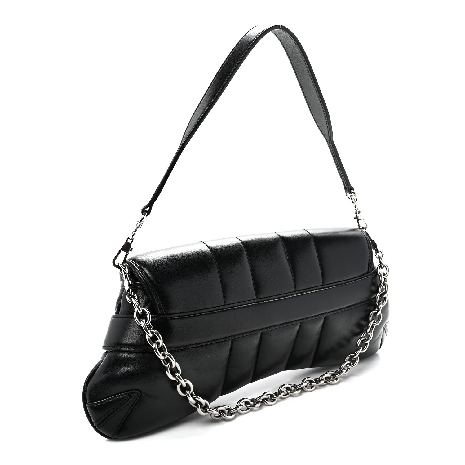 Nappa Vertical Matelasse Medium Maxi Horsebit Chain Shoulder Bag Black - Top Club