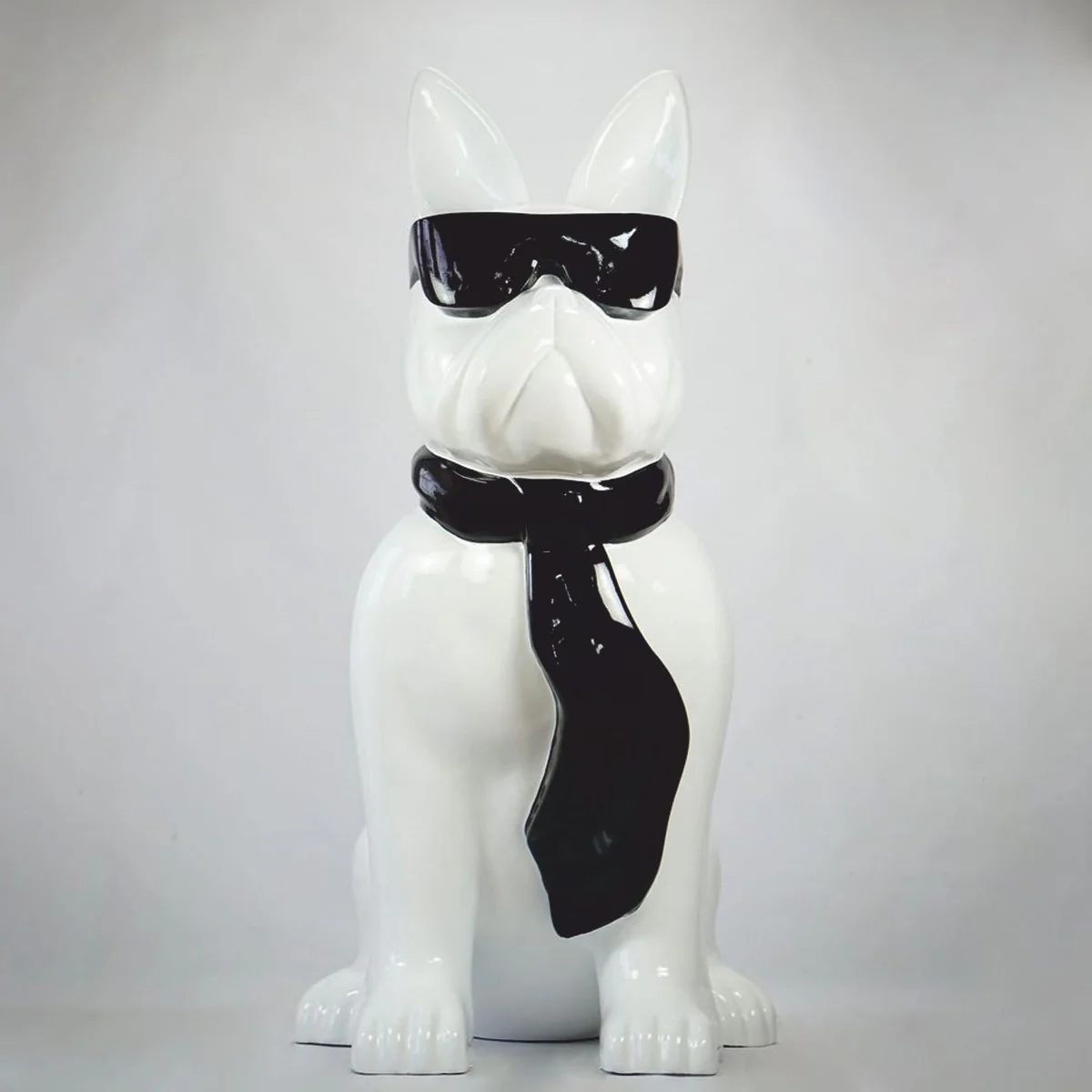 Decorative figure dog bulldog white / black H. 65 cm - decorative sculpture