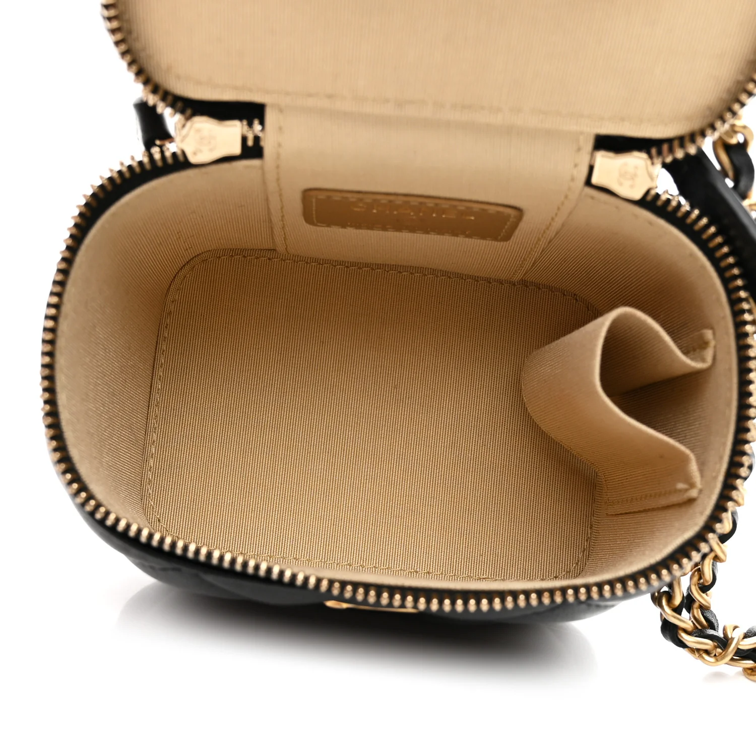 Lambskin Quilted Mini Pearl Crush Vanity Case With Chain Black - Top Club