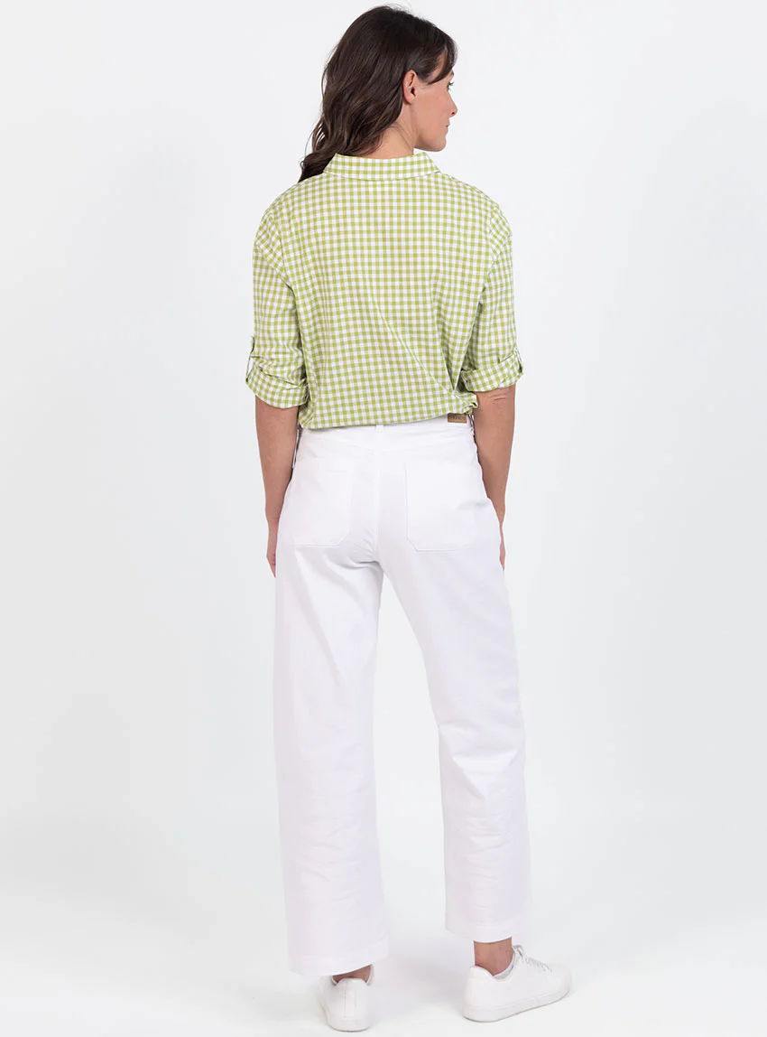 Chemise femme en coton vichy vert anis