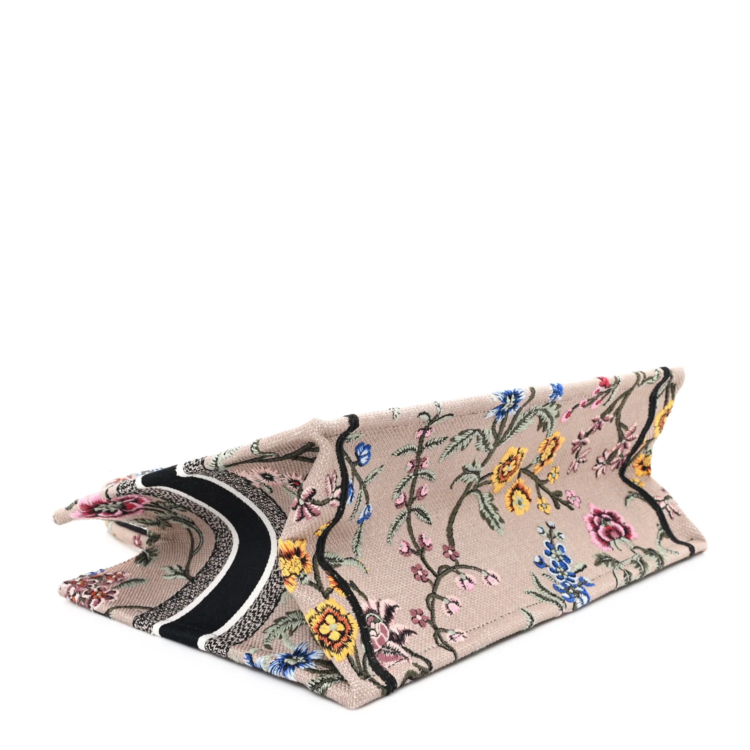 Canvas Embroidered Petites Fleurs Medium Book Tote Rose Multicolor - Top Club