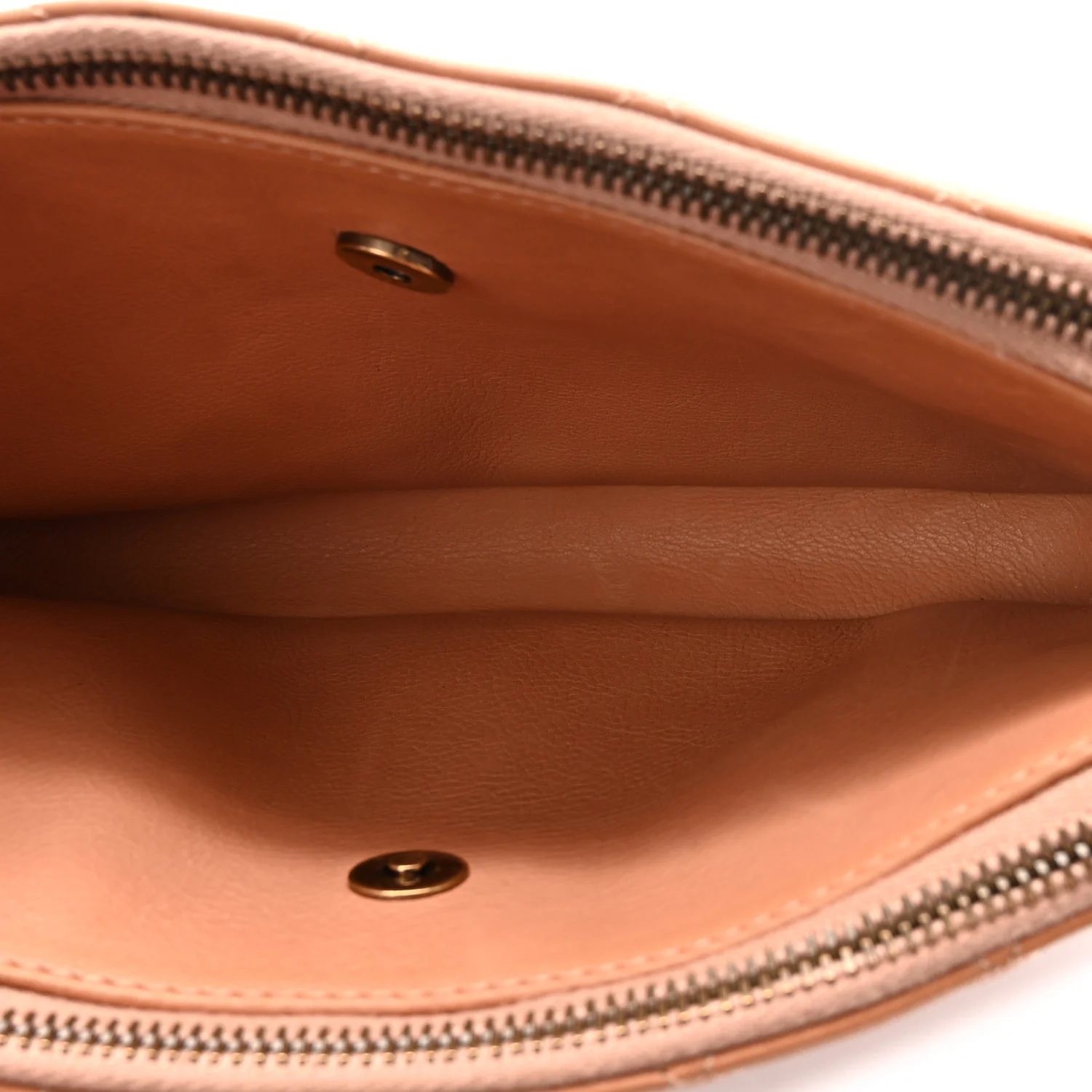 Calfskin Quilted Crown CC Double Zip Bag Beige - Top Club