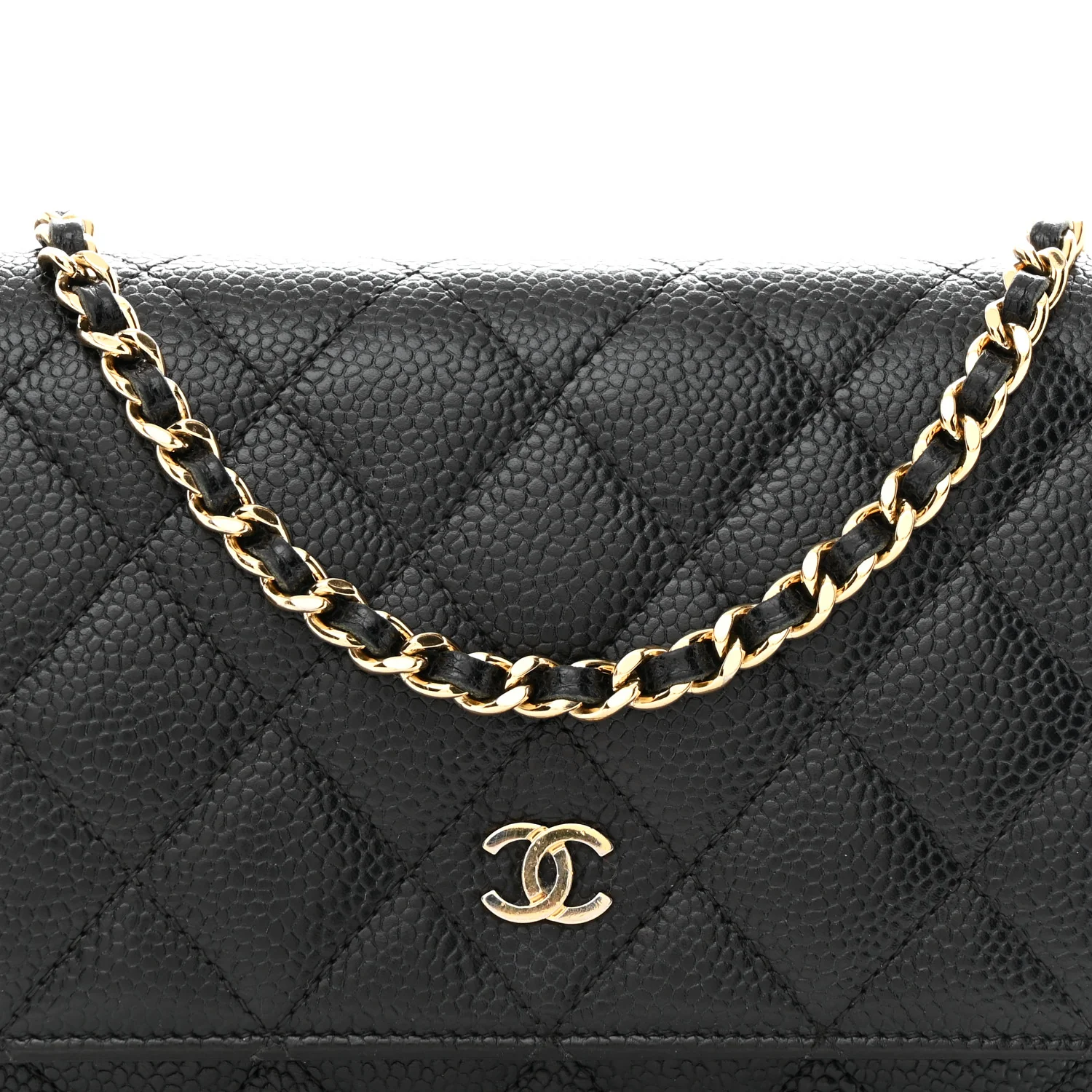 Caviar Quilted Wallet on Chain WOC Black - Top Club