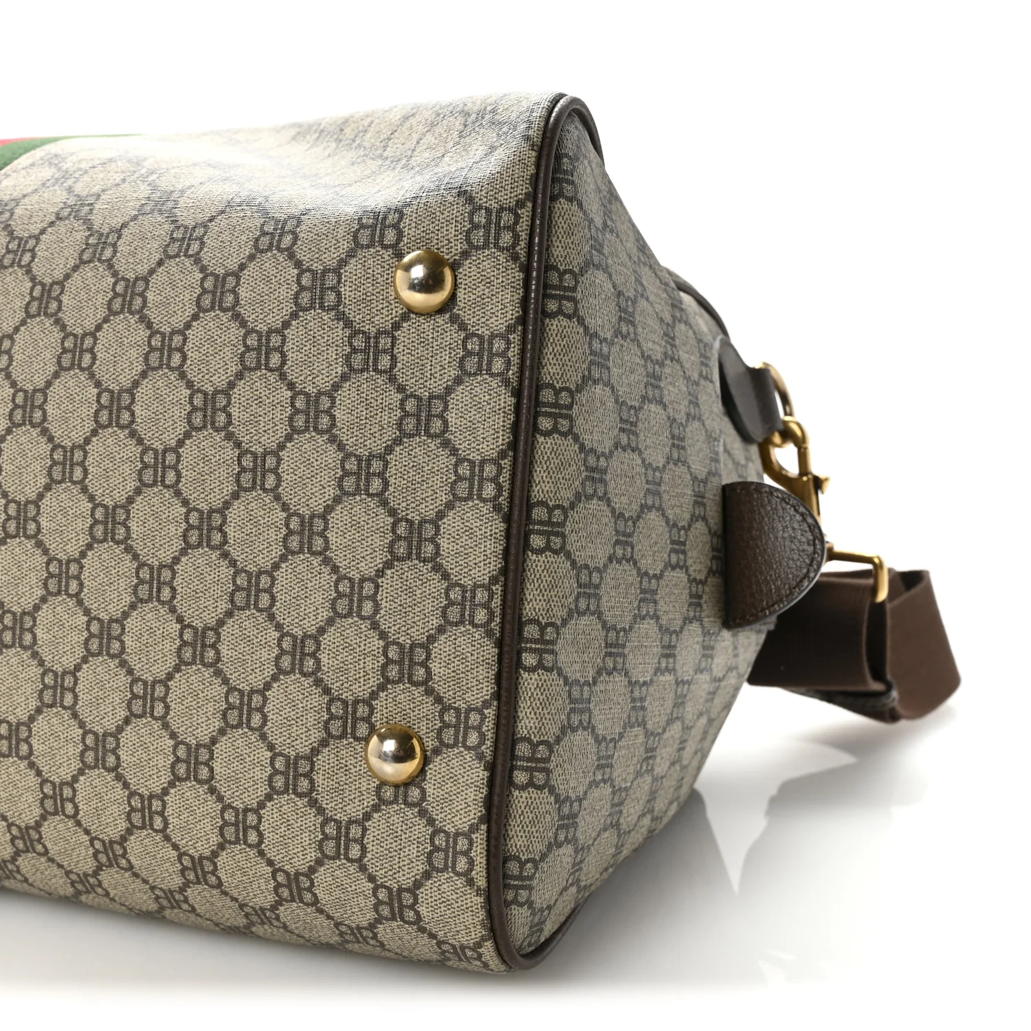 X BALENCIAGA BB Supreme Monogram Web Medium Ophidia Carry-On Duffle Bag Beige New Acero - Top Club