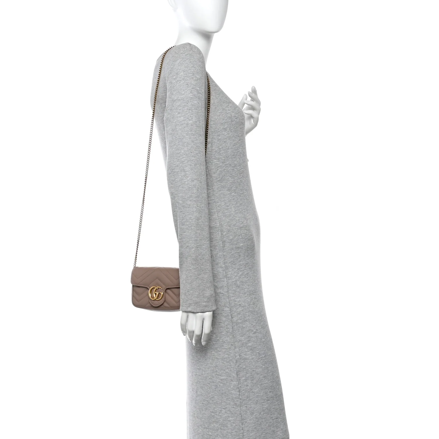Calfskin Matelasse Super Mini GG Marmont Shoulder Bag Porcelain Rose
