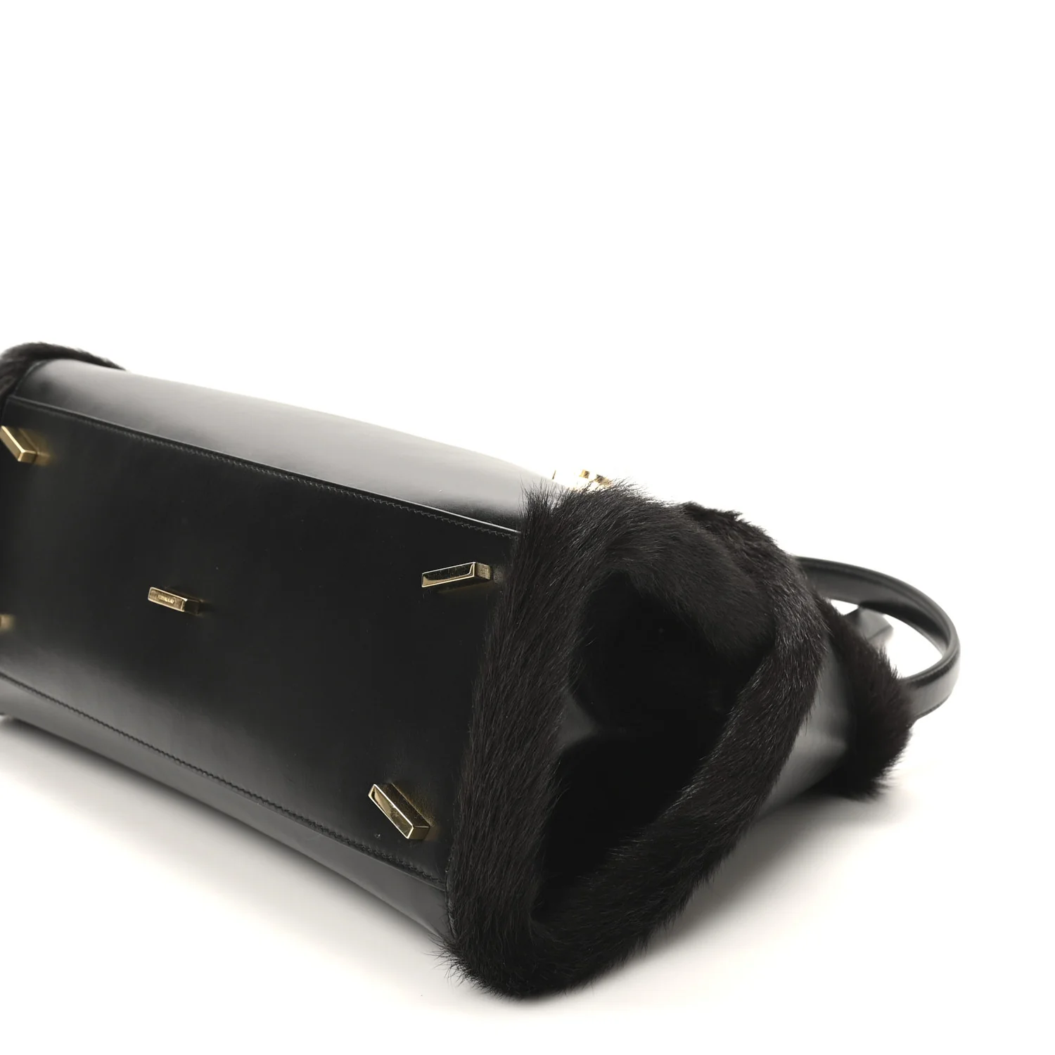 Calfskin Shearling Medium Hug Bag Black - Top Club