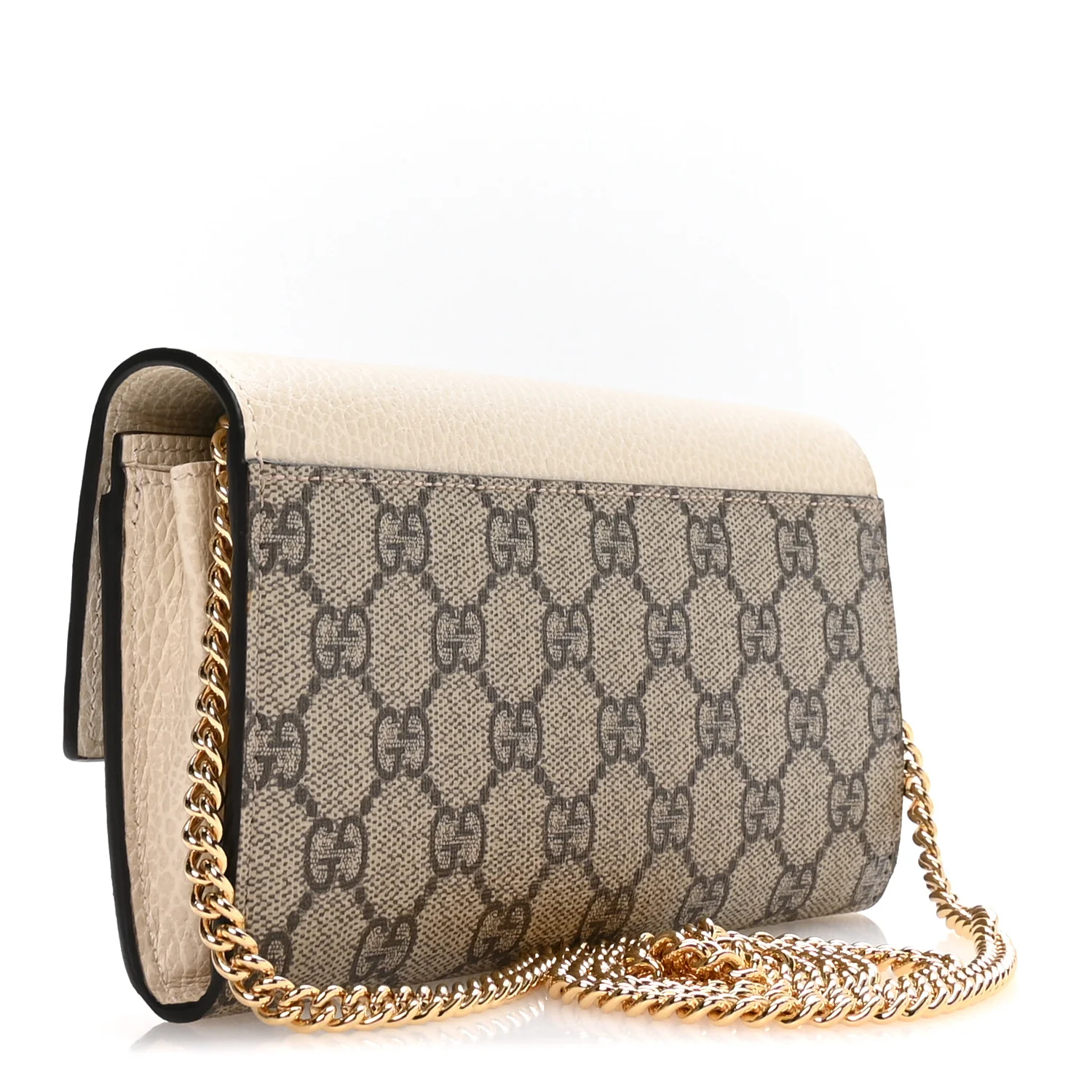 Dollar Calfskin GG Supreme Monogram Petite GG Marmont Wallet Chain Bag Mystic White Beige Ebony