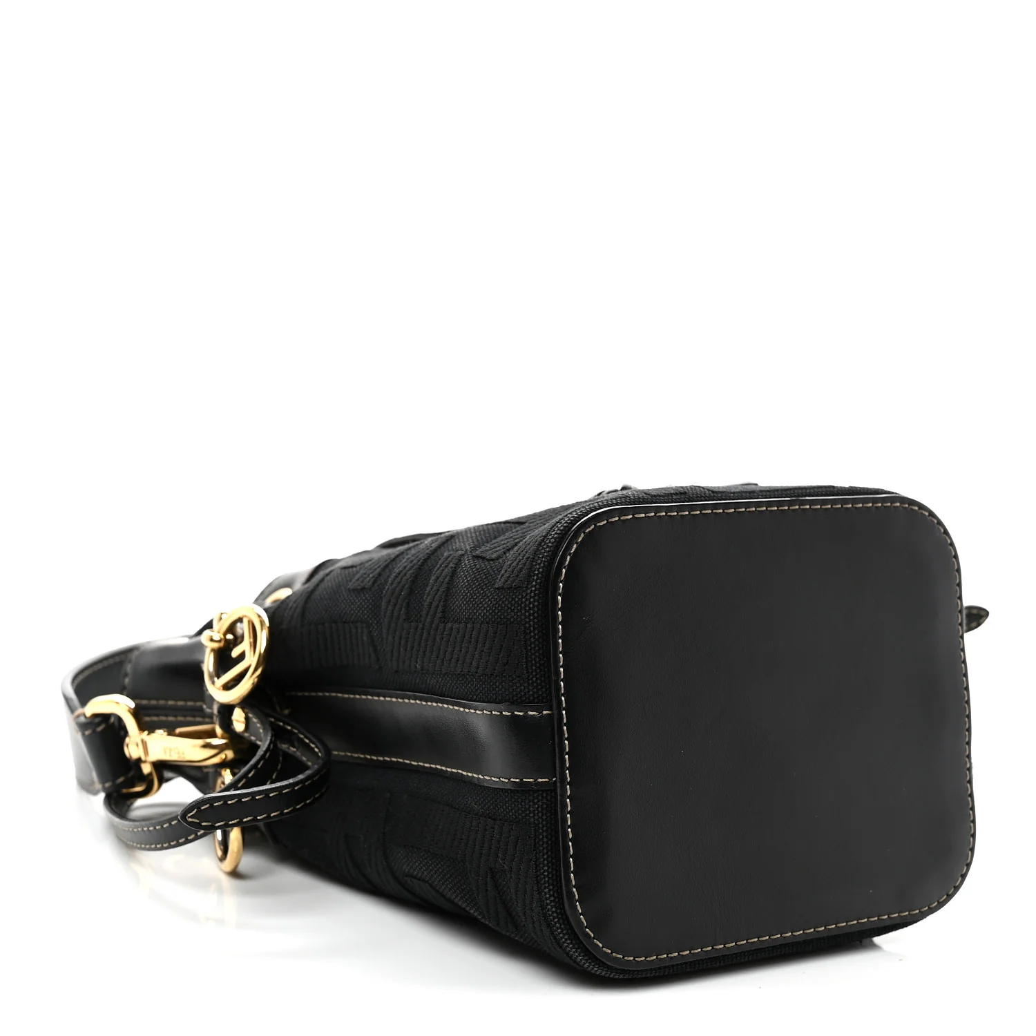 Canvas Vitello King F is Fendi FF Embroidered Mini Mon Tresor Bucket Bag Black - Top Club