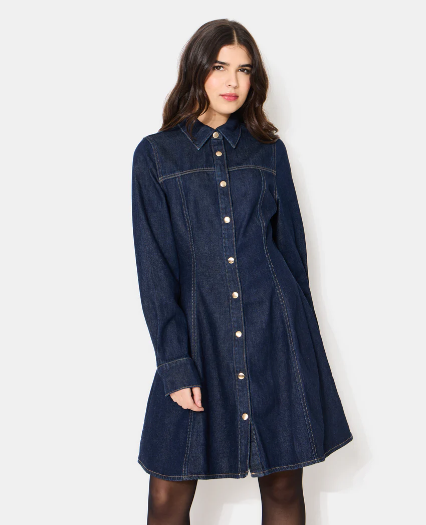 Pimkie Robe en jean courte évasée et boutonnée