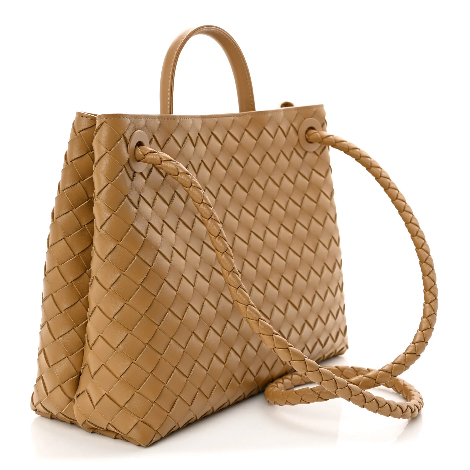 Nappa Intrecciato Medium Andiamo Shoulder Bag Dark Praline - Top Club