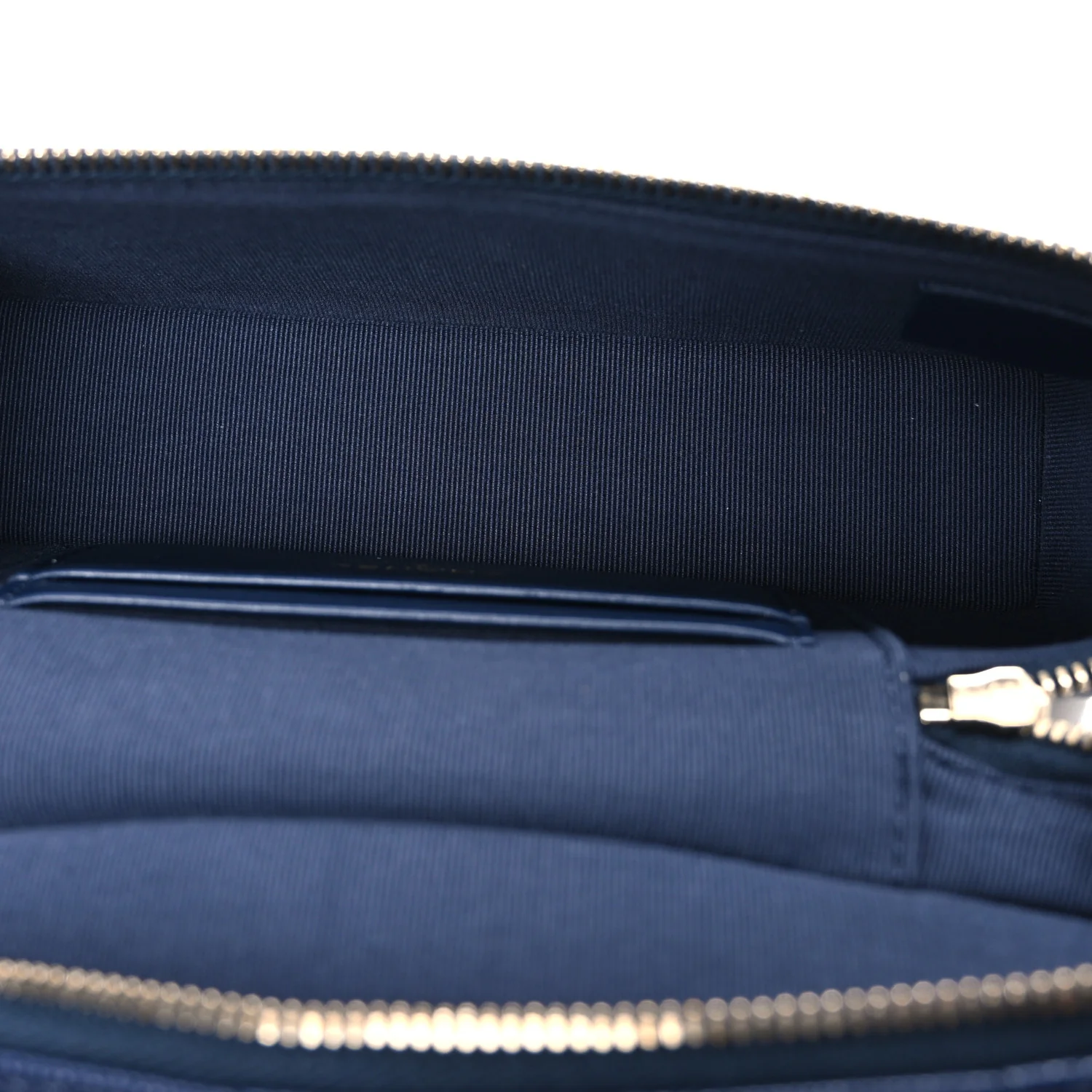 Caviar Quilted Top Handle Slim Vanity With Chain Navy - Top Club