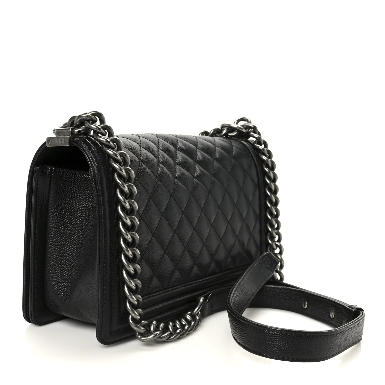 Caviar Quilted Medium Boy Flap Black - Top Club