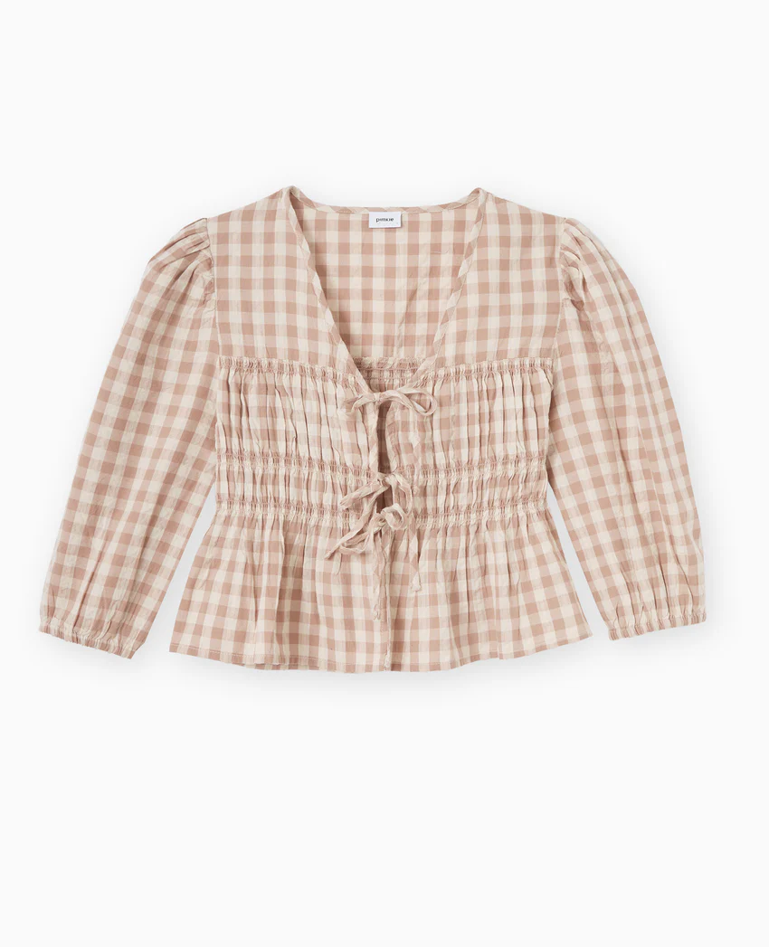 Pimkie Blouse avec smocks et nouettes motif vichy