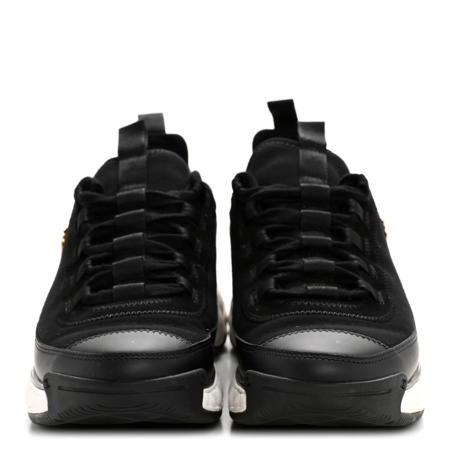 Velvet Calfskin Mixed Fibers CC Sneakers 38 Black - Top Club