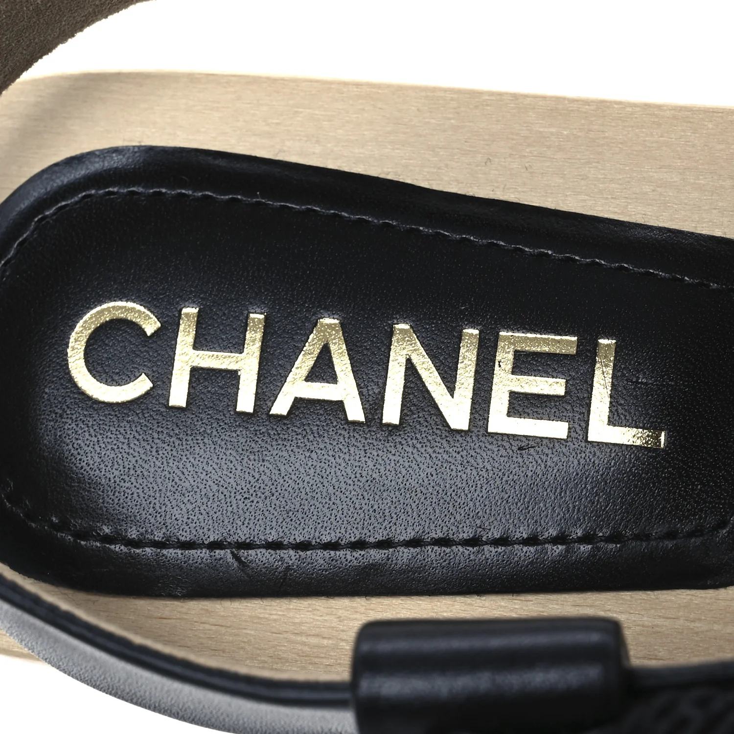Calfskin Cord Pearl CC Sandals 38 Black - Top Club