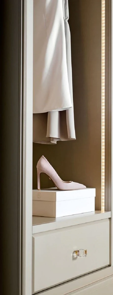 Luxury wardrobe beige 200 x 60 x H. 200 cm - Open bedroom wardrobe - Bedroom furniture - Hotel furniture - Luxury furniture - Bedroom furniture - Luxury furniture