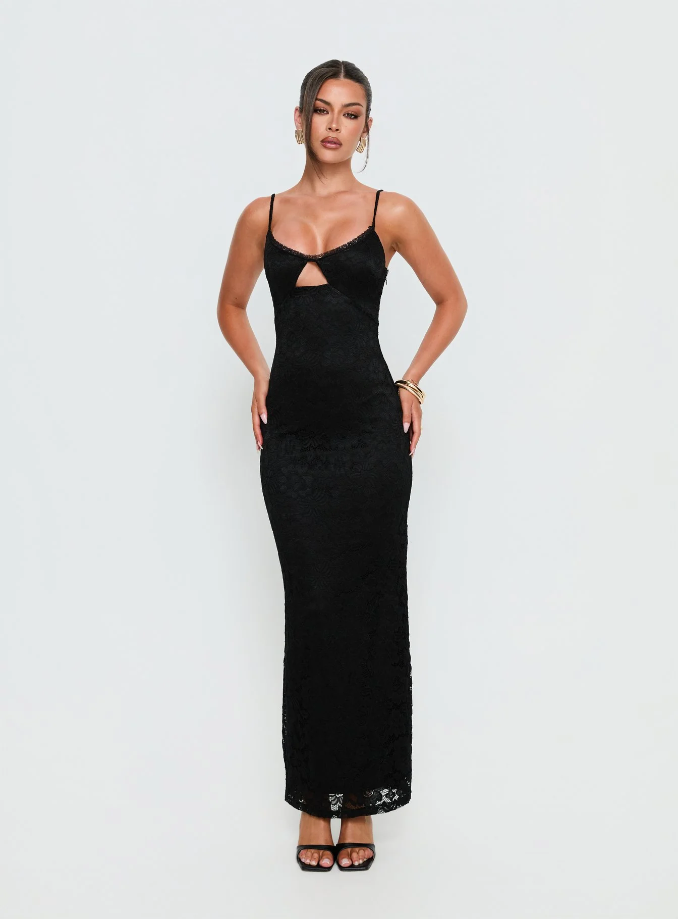 Alannis Lace Maxi Dress Black