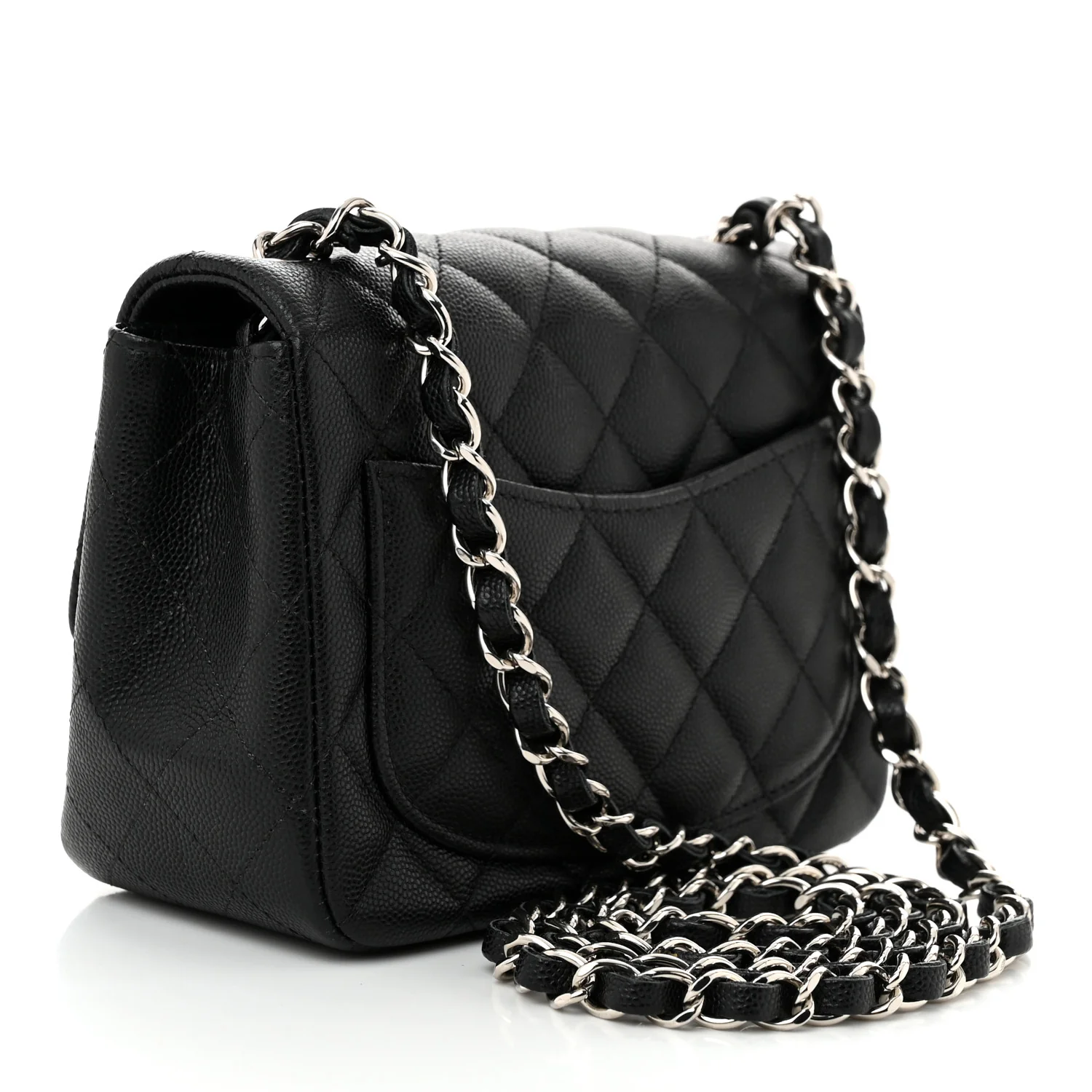 Caviar Quilted Mini Square Flap Black - Top Club