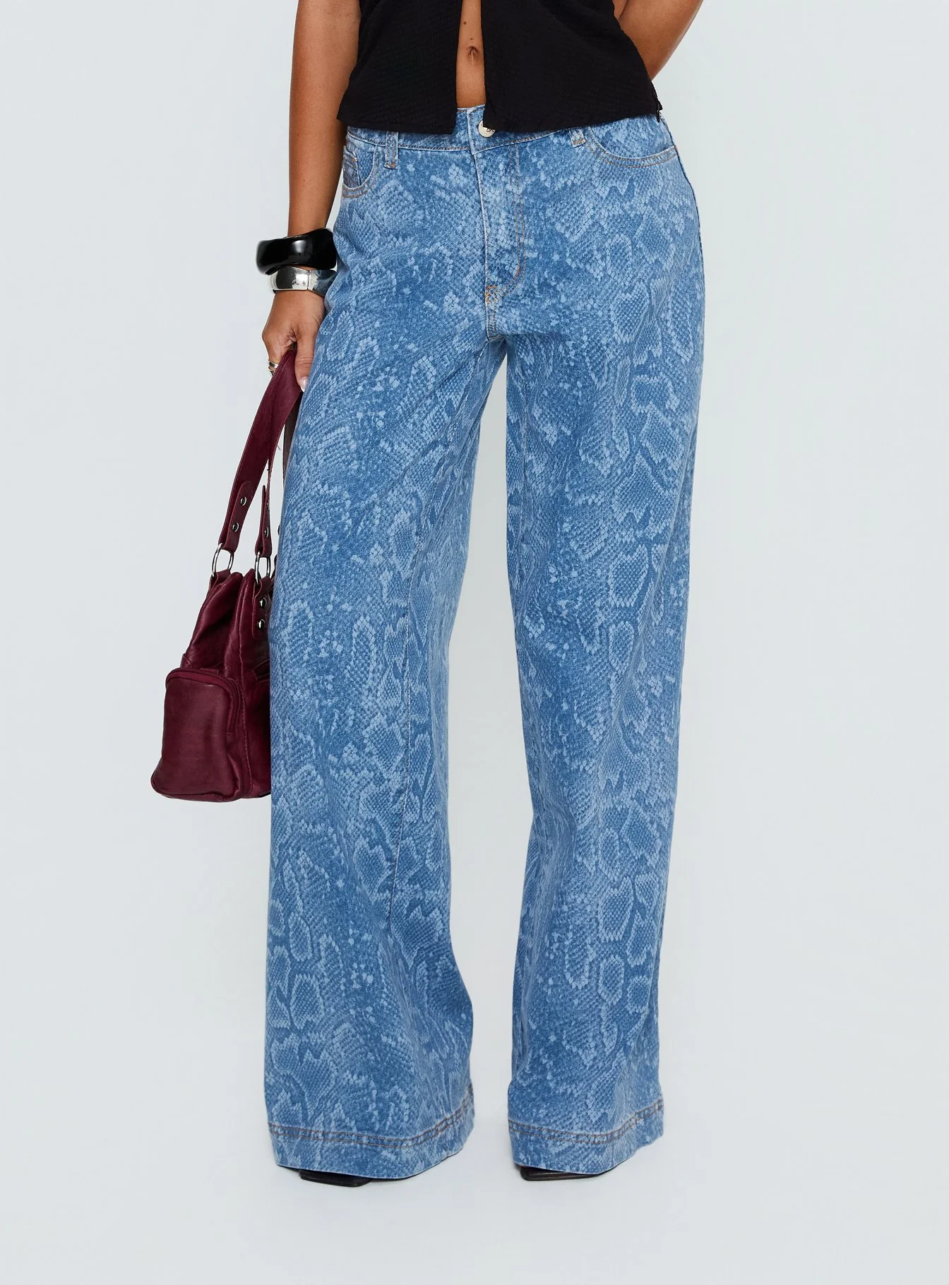 Spoken Truth Mid Rise Straight Leg Jeans Snake Blue Wash