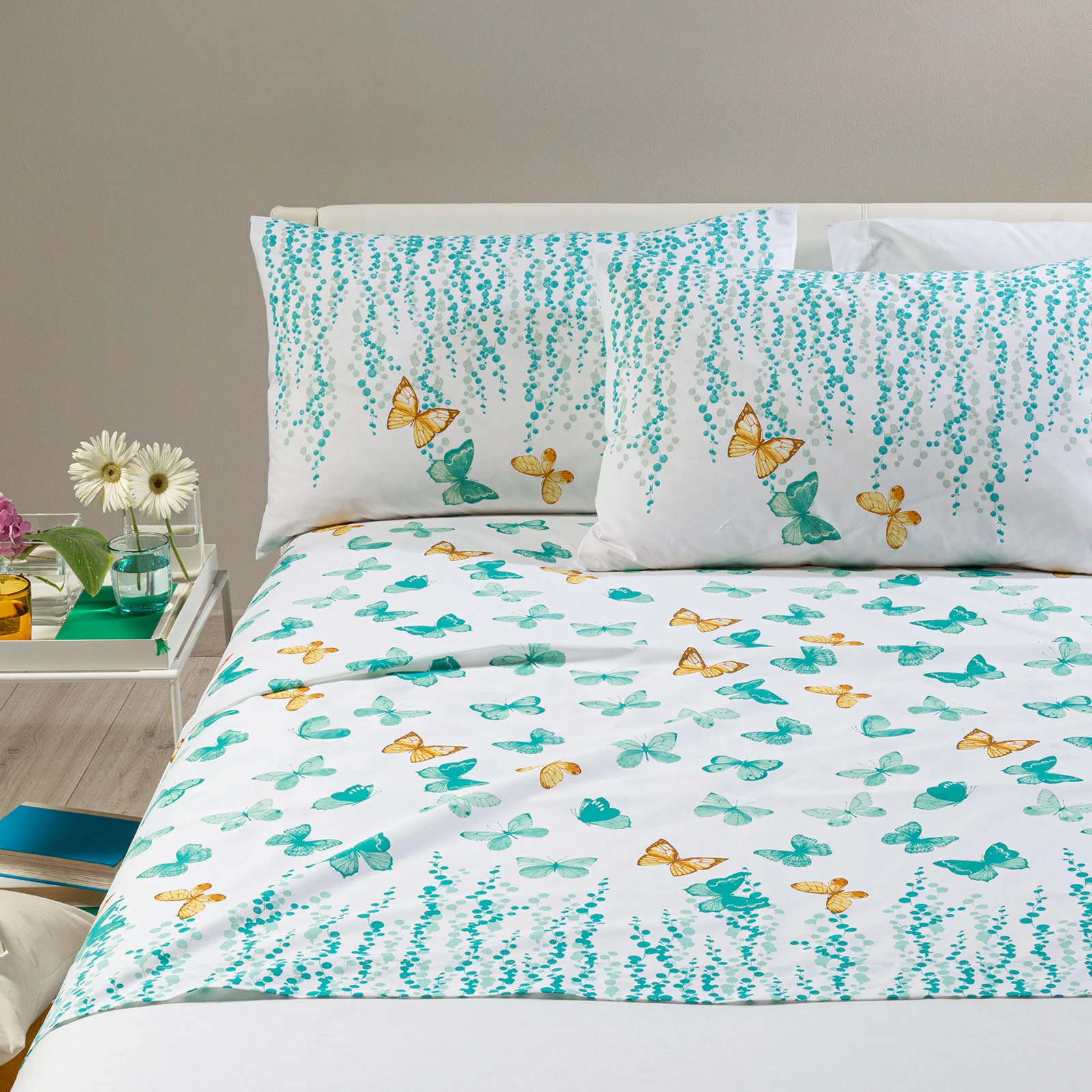 Completo Lenzuola In Cotone Kimberly Piazza E Mezza Acqua Caleffi