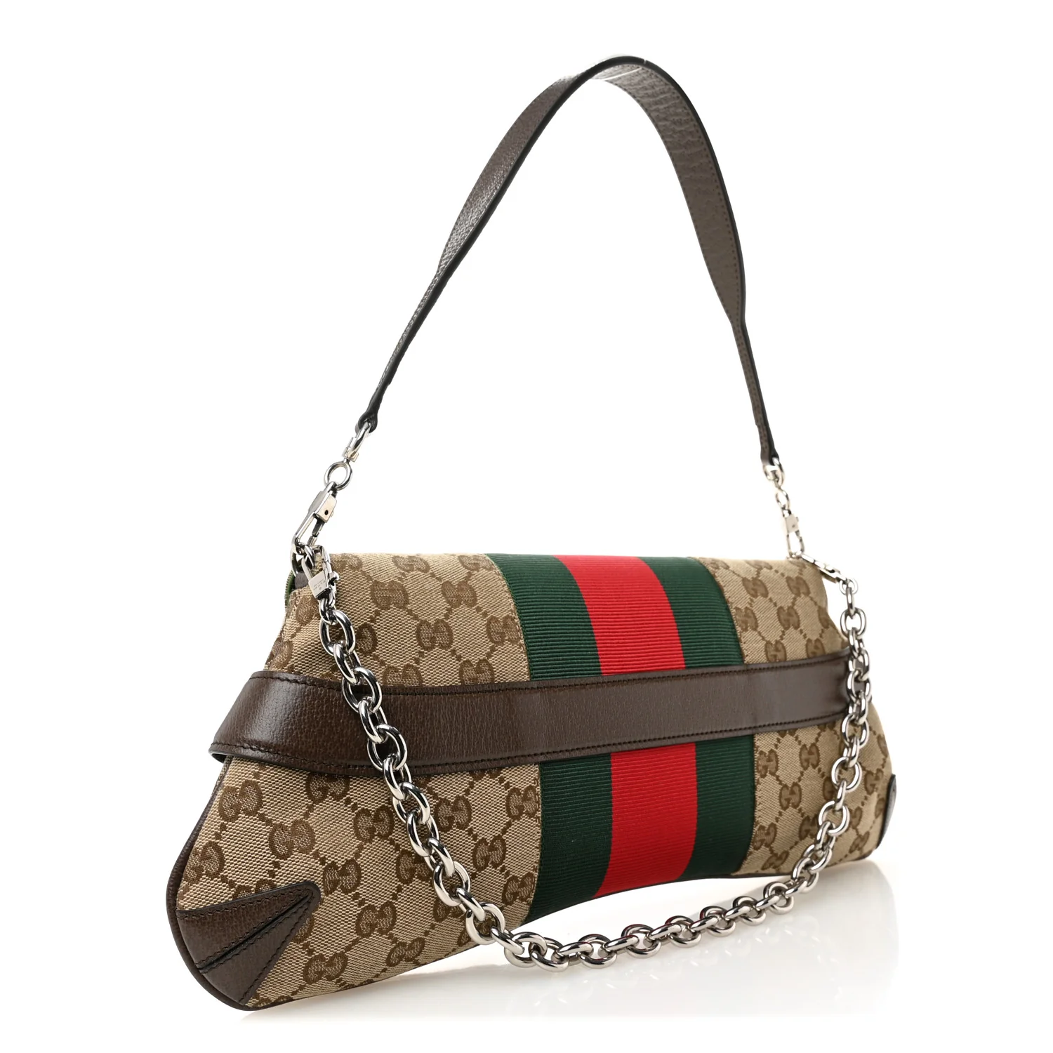 Monogram Textured Dollar Calfskin Heavy Grosgrain Web Medium Maxi Horsebit Chain Shoulder Bag Beige Ebony New Acero - Top Club