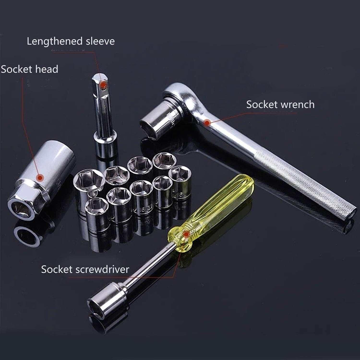 Strumento di Riparazione Domestica, Kit di Riparazione Auto per Uso Domestico 40 Pezzi Strumento Manica Strumenti manuali Multifunzione per Chiavi a Bussola