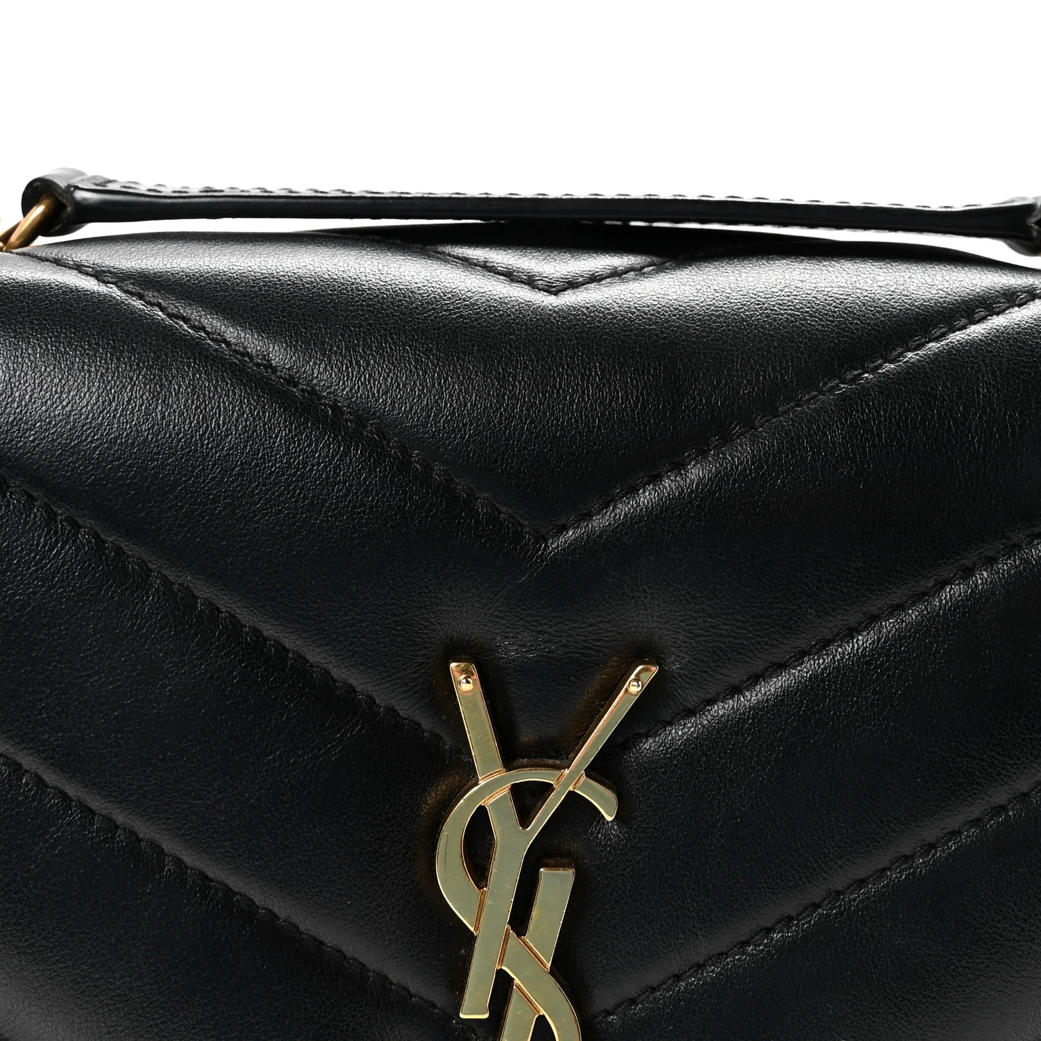 Calfskin Y Quilted Monogram Small Loulou Chain Satchel Black - Top Club