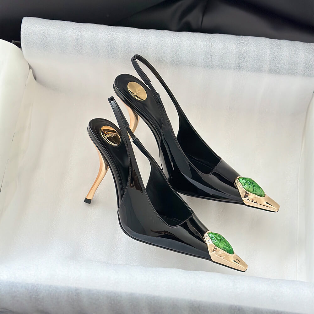 YSL Loulou Slingback Pumps in Patent Leather - Top Club