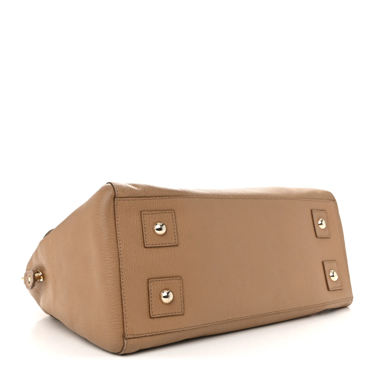 Glossy Goatskin Medium Del Rey Satchel Fudge - Top Club