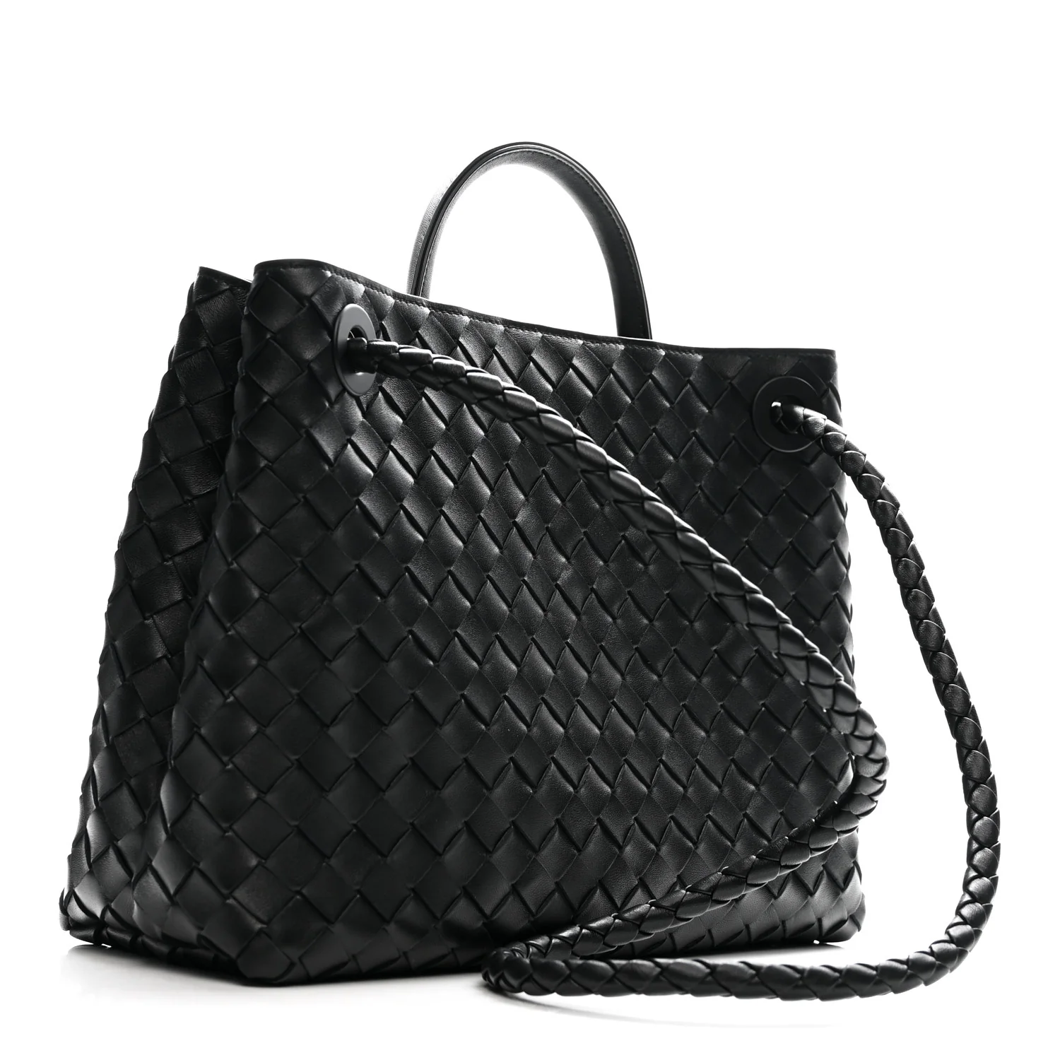 Nappa Intrecciato Medium Andiamo Shoulder Bag Black