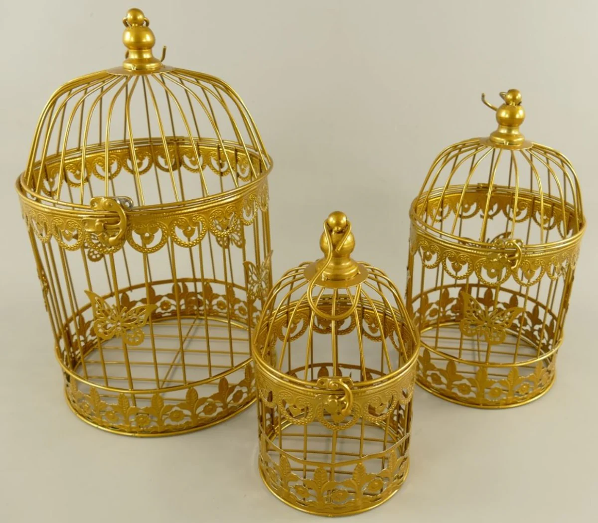 Art Nouveau Cage Set of 3 Gold - Decorative Metal Cages - Living Room Decoration - Garden Decoration - Baroque & Art Nouveau Decorative Accessories