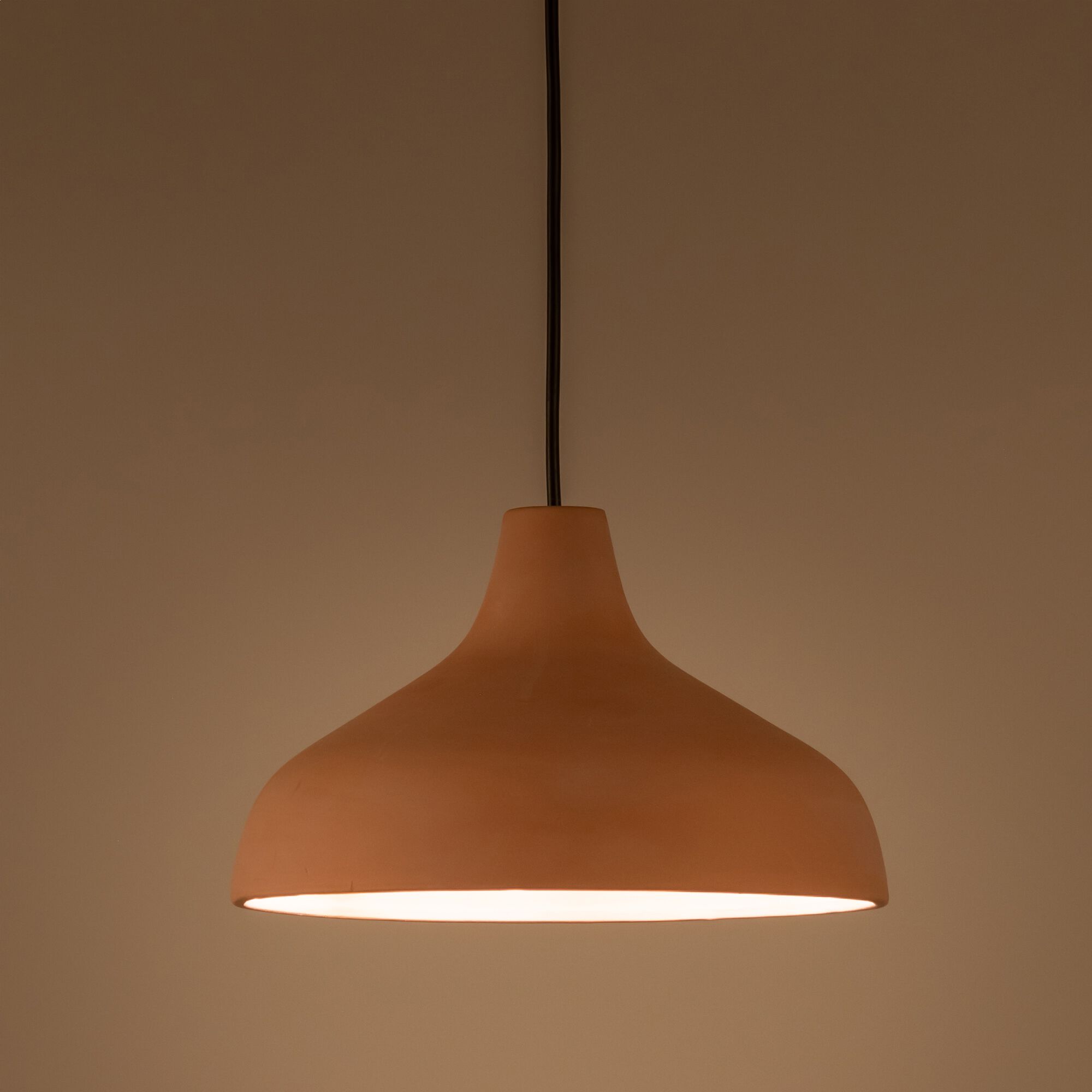 NEFTA - Suspension électrifiée en terre cuiteD25cm - rose argile