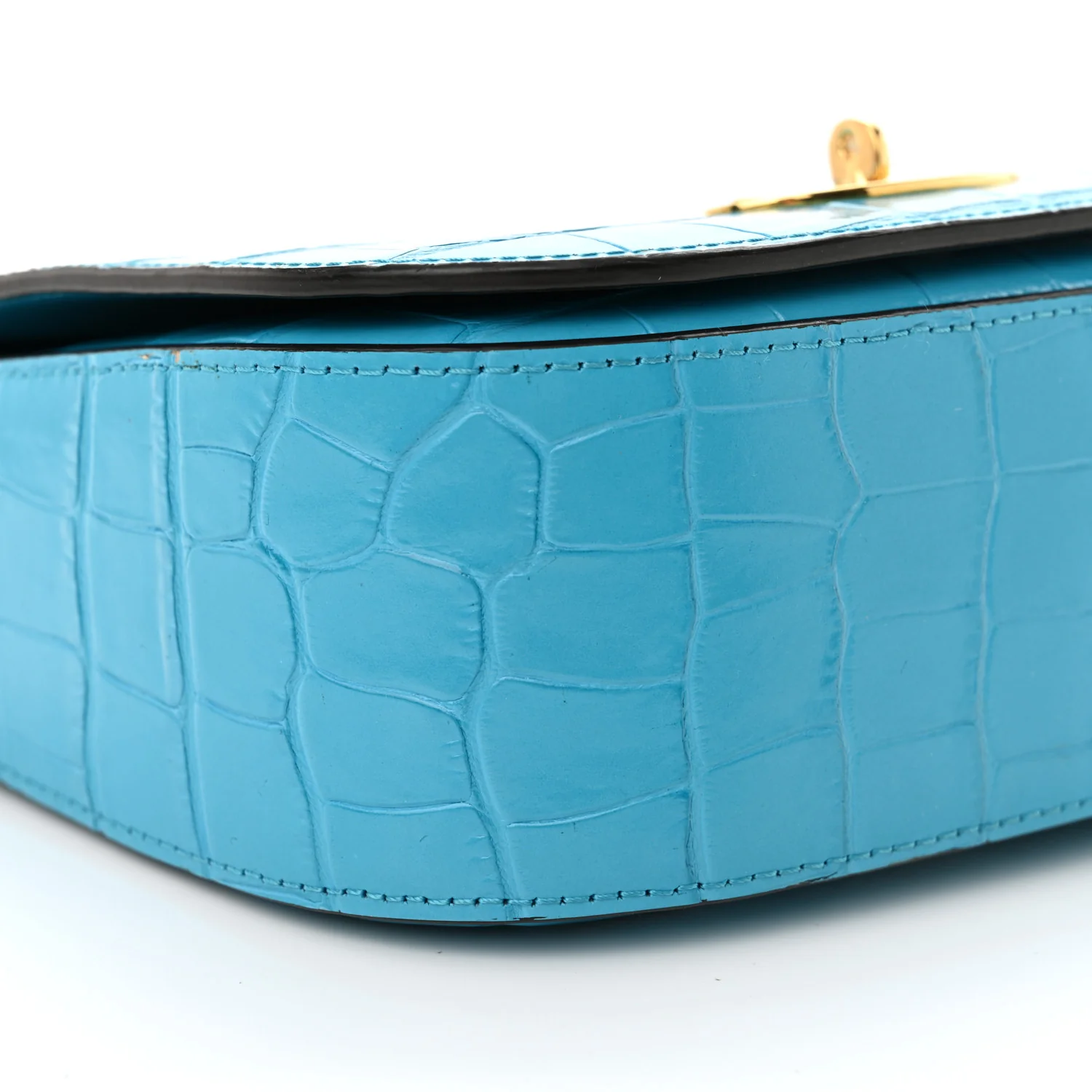 Deep Calfskin Crocodile Embossed Small Darley Azure - Top Club
