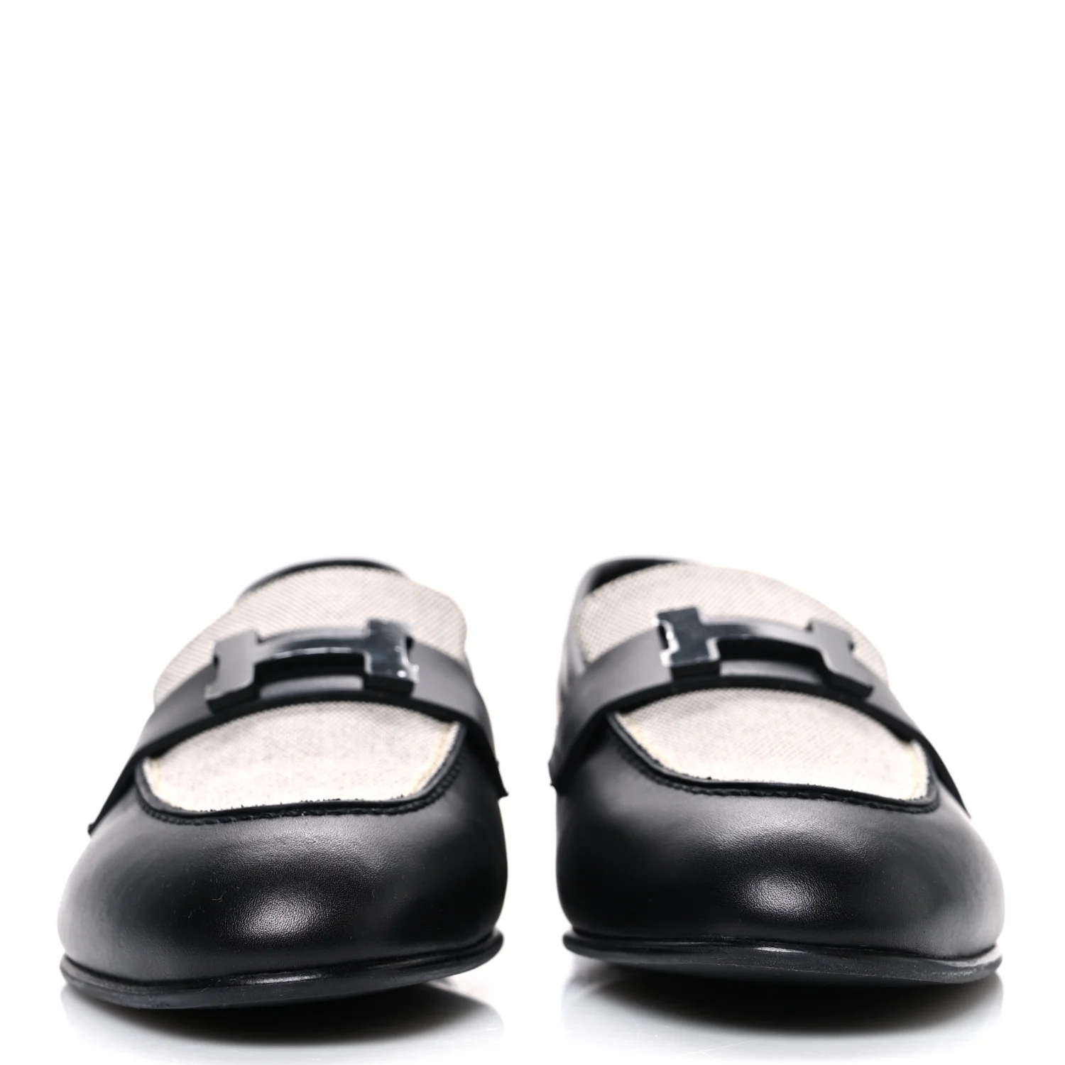 Toile De Coton Calfskin Womens Paris Loafers 37 Black Prunoir - Top Club