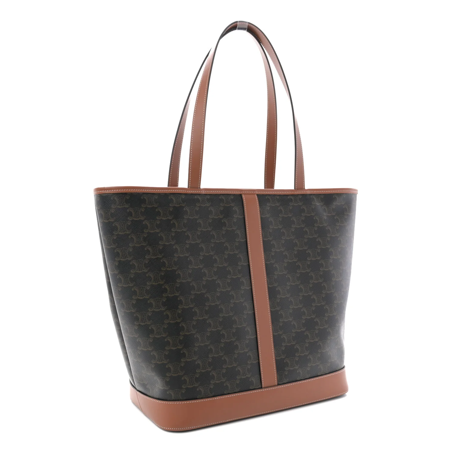 Triomphe Canvas Calfskin Medium Cabas Bag Tan - Top Club