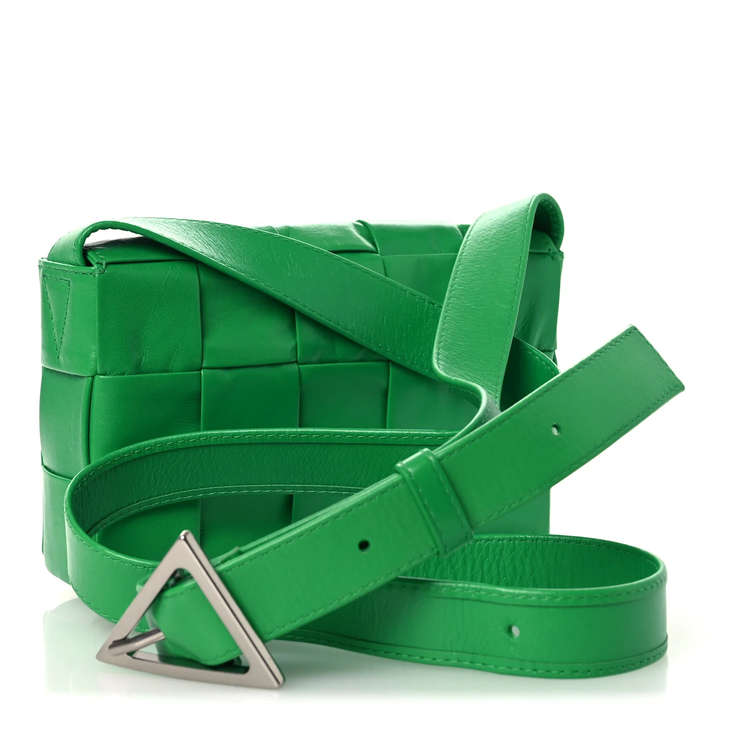 Paper Calfskin Maxi Intrecciato Small Cassette Crossbody Bag Grass - Top Club