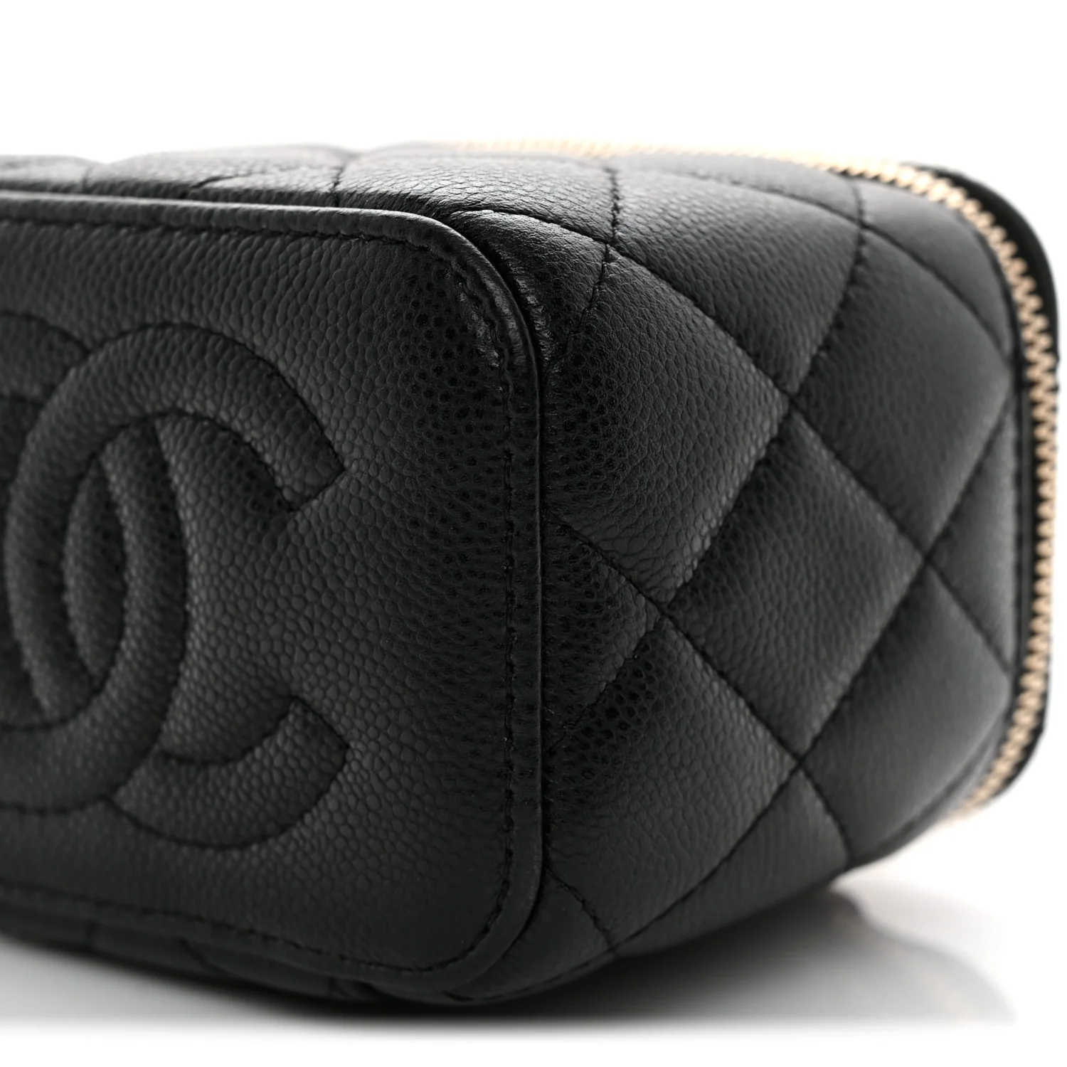 Caviar Quilted Mini Vanity Case With Chain Black - Top Club