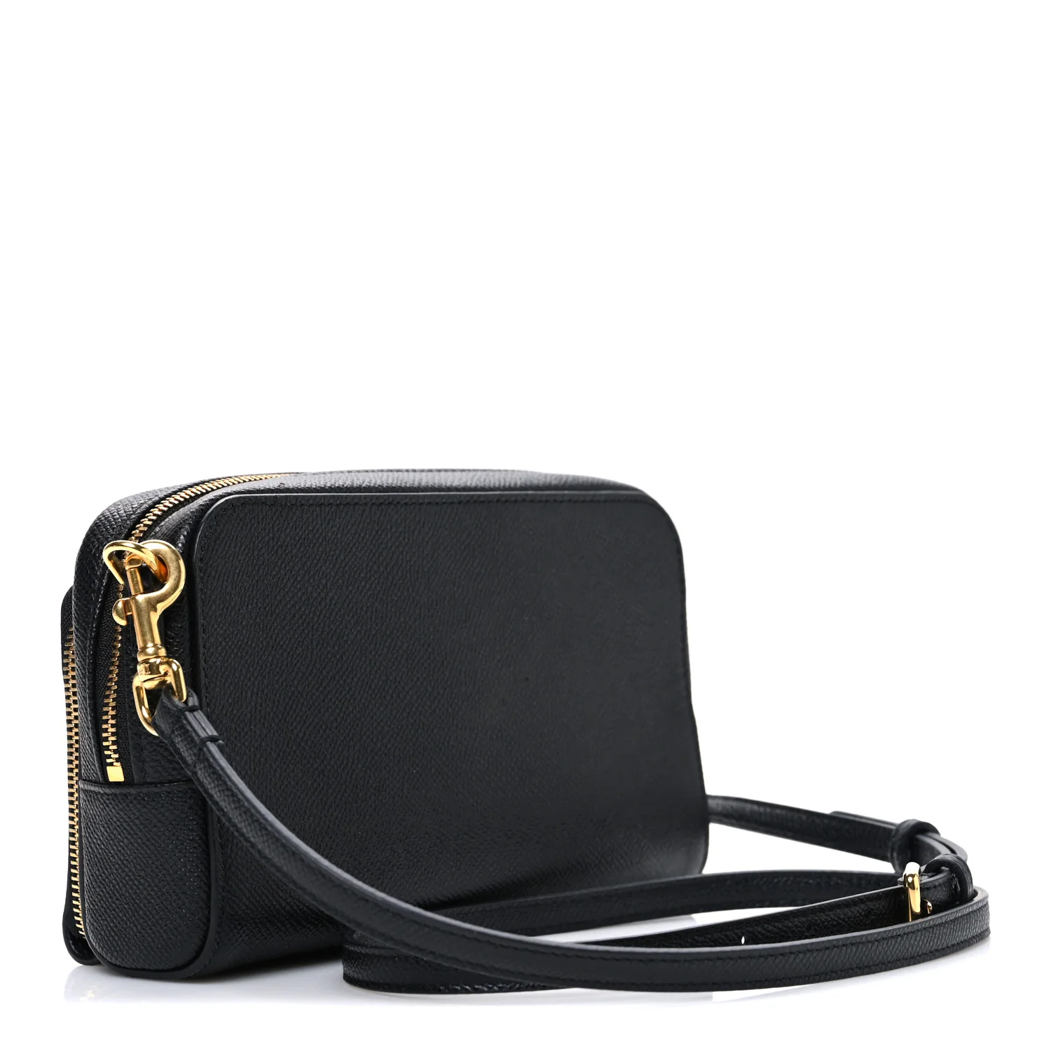 Grained Calfskin Caro Double Pouch Black - Top Club