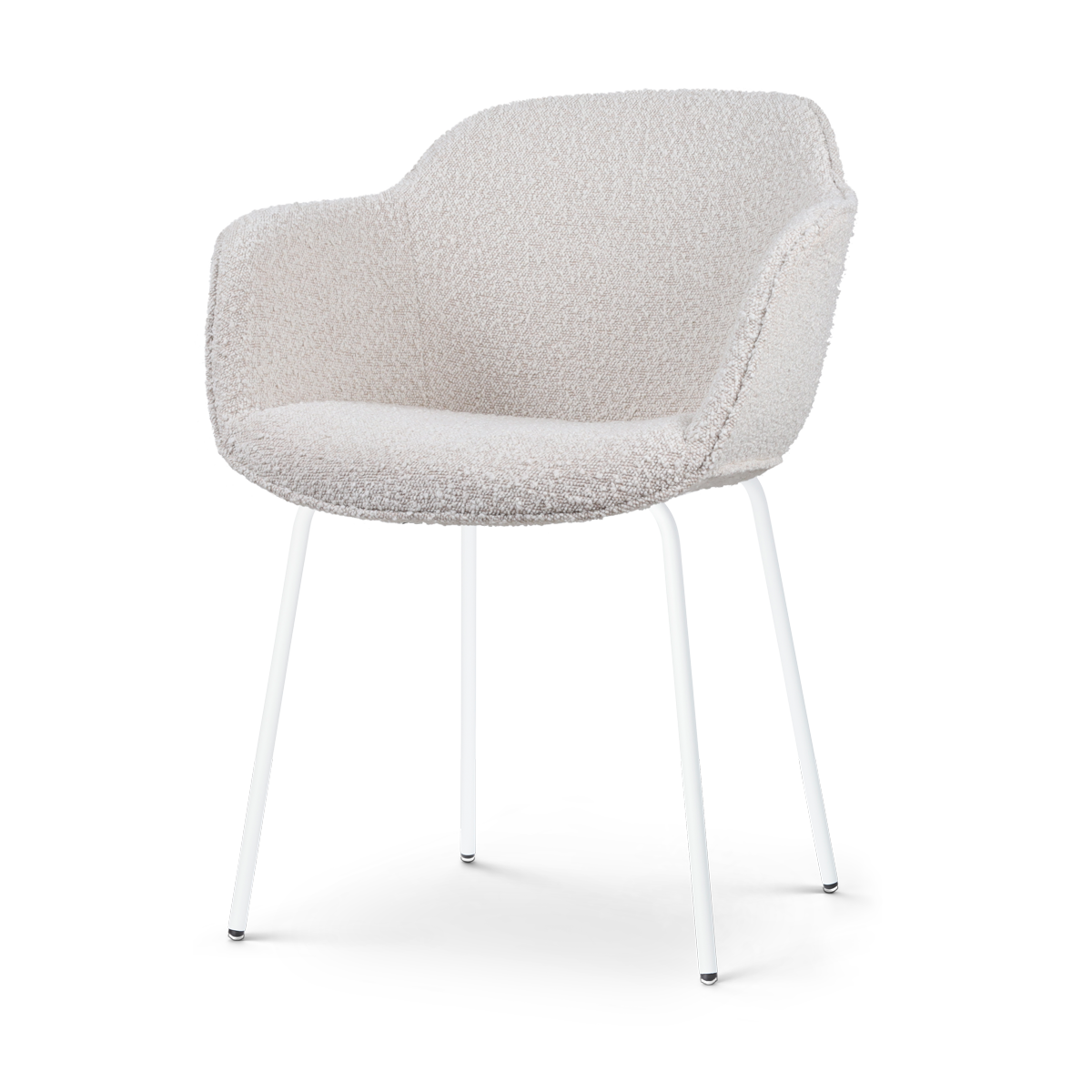 Eetkamerstoel Nora-Mare bouclé beige - wit onderstel